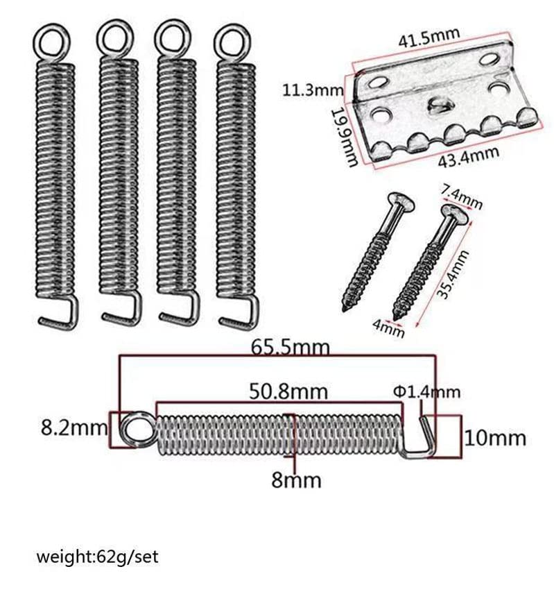 8-Piece Vintage Tremolo Tension Springs Claw Kit for Electric Guitar - Silver Replacement Springs Compatible with Fender Stratocaster & Floyd Rose Style Bridges | Perfect for Guitar Maintenance, Setup & Tremolo System Repair