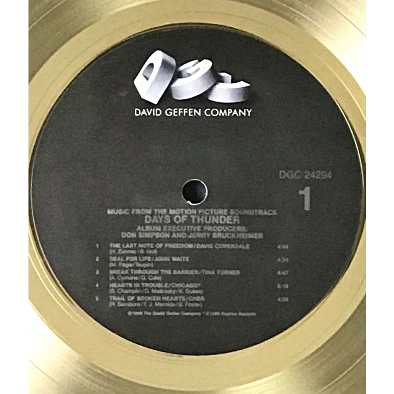 Days of Thunder Soundtrack - RIAA Certified Gold Album Award | Perfect for Movie Fans & Collectors