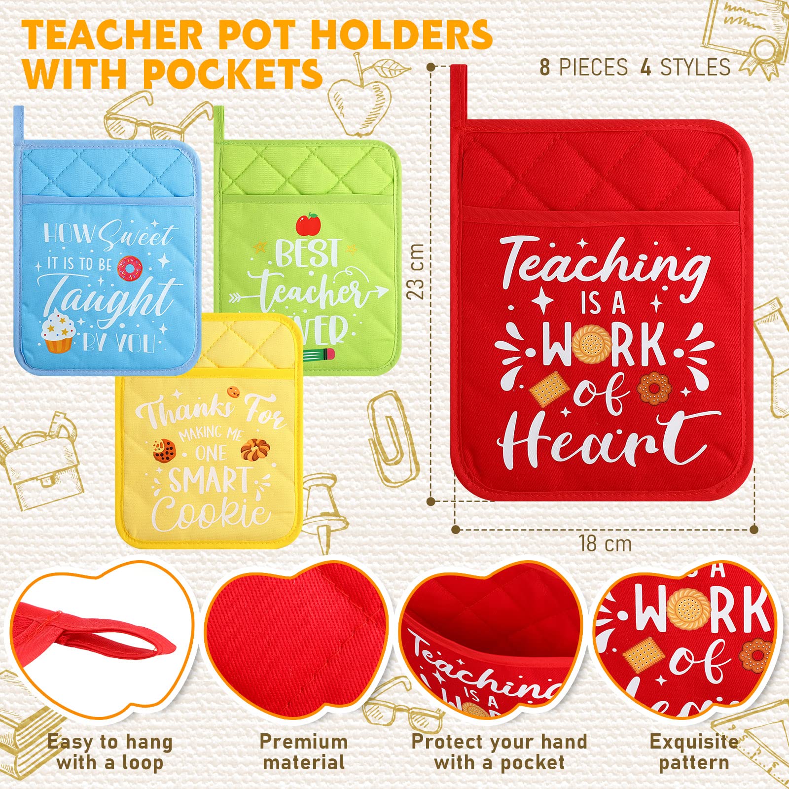 Lallisa 16-Piece Christmas Teacher Appreciation Gift Set - Heat Resistant Silicone Spatula with Wooden Handle & Oven Mitts - Perfect Baking Tools for End of Year Gifts, Classroom Use & Holiday Cooking