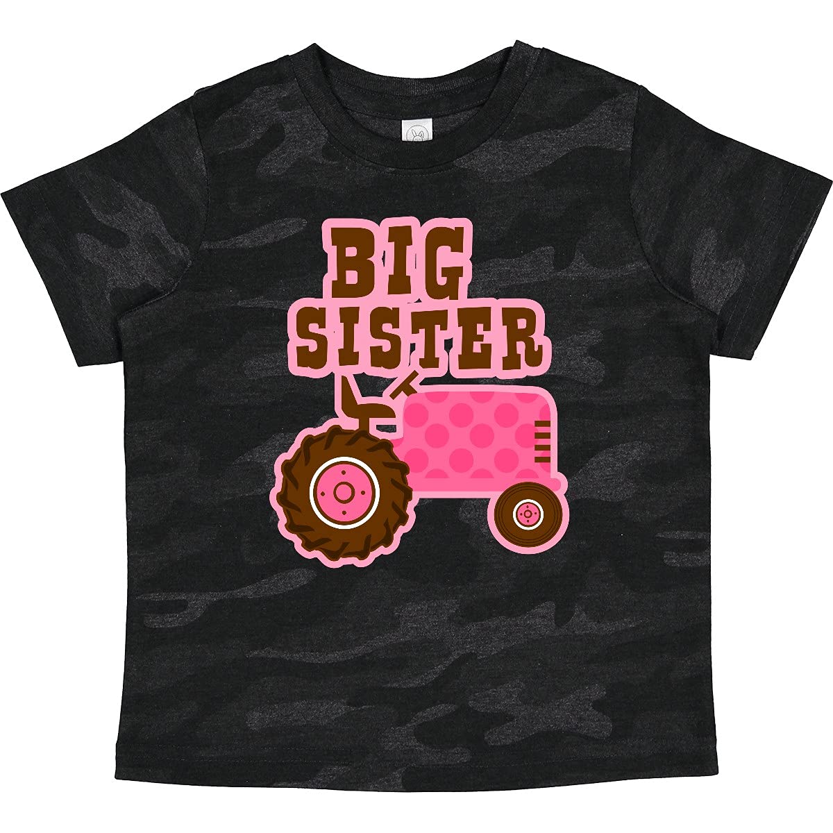 Inktastic Pink Tractor Big Sister Toddler T-Shirt - Cute Farm Theme Cotton Tee for Toddler Girls - Perfect for Sibling Matching, Farm Visits & Family Photos