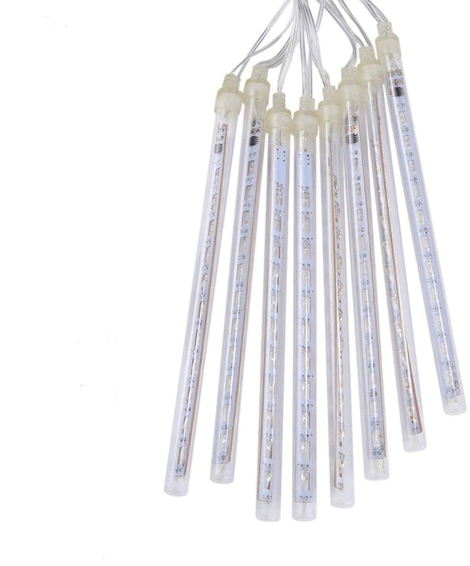 Geanmoki 30cm 8 Tubes LED Meteor Shower Rain Lights - Waterproof Cascading Drop/Icicle Snow Falling Raindrop Lights for Christmas, Wedding, Home, Garden & Outdoor Decor (Multicolor) - Perfect for Holiday Parties, Backyard Lighting and Festive Atmosphere