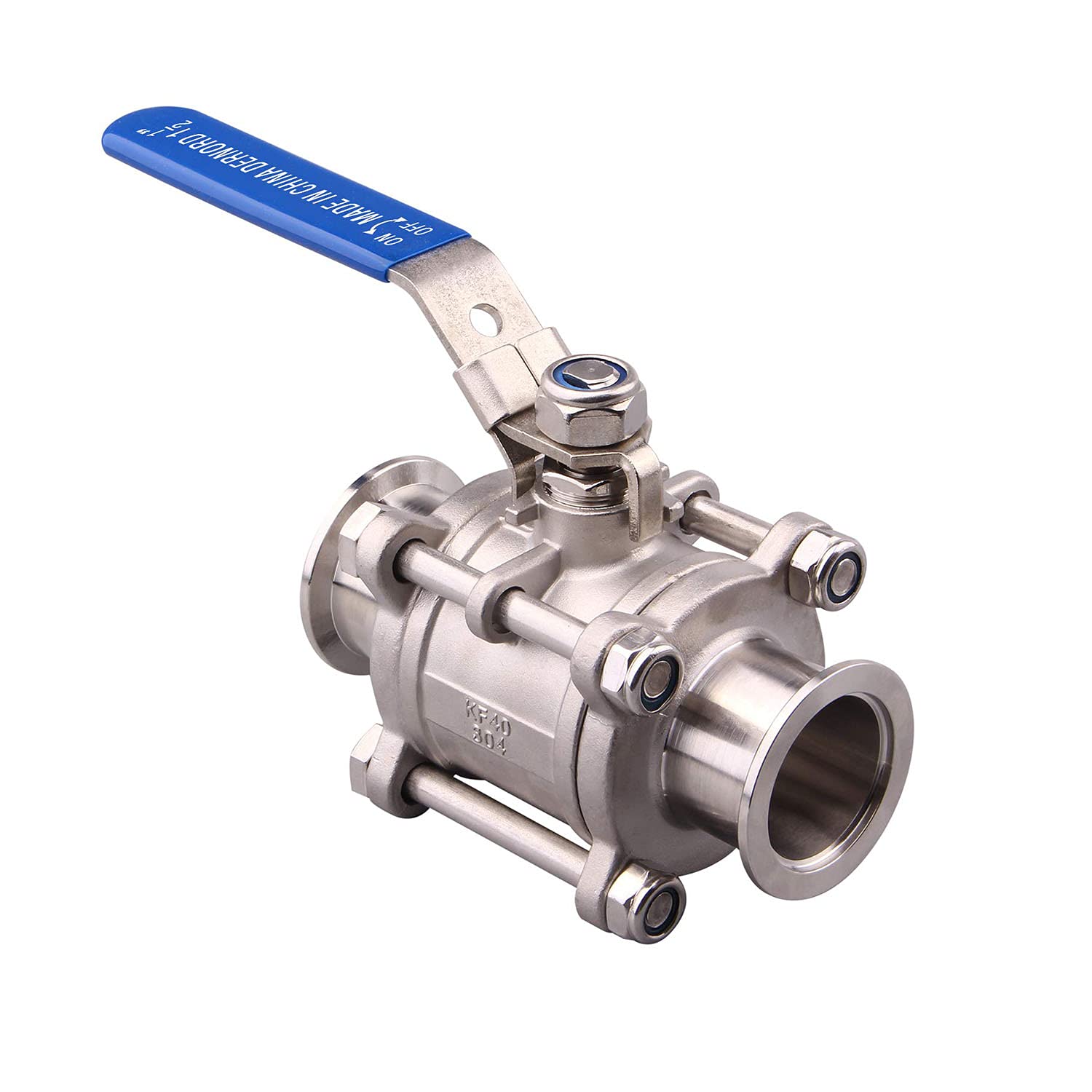 304 Stainless Steel KF40 High Vacuum Ball Valve with Blue Locking Handle - Fast Clamp Connection for Vacuum Systems | Ideal for Laboratory, Semiconductor & Industrial Applications