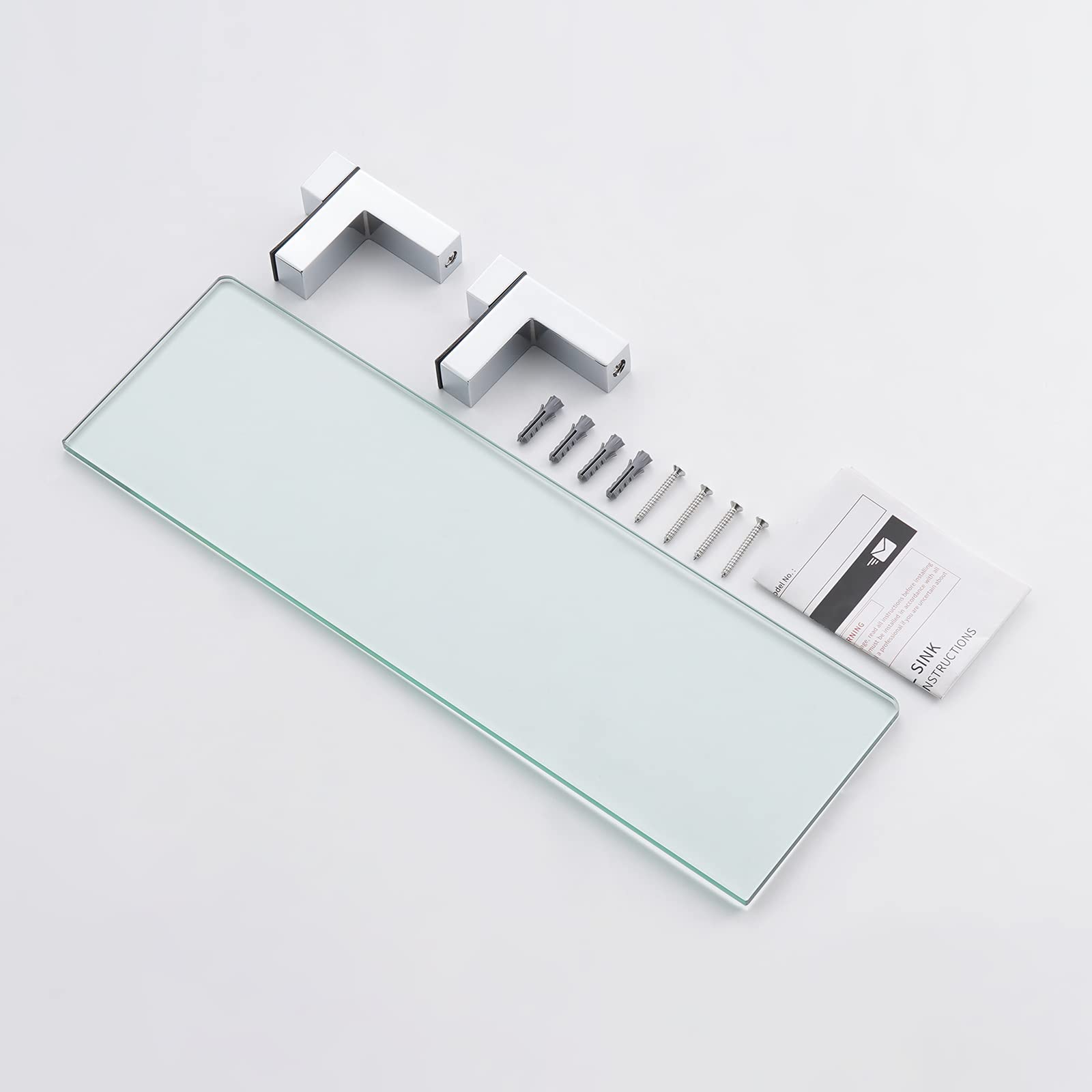 KES 15.8 Inch Bathroom Wall Shelf - Tempered Glass with Polished Chrome Finish (BGS3201S40) - Perfect for Shower, Vanity & Bathroom Storage Organization