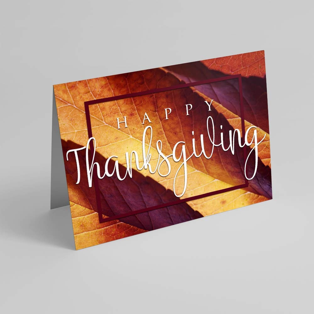 Shades of Autumn - 25 Premium Thanksgiving Greeting Cards with Custom Messages & Envelopes | Printed in USA | Perfect for Family Gatherings, Office Parties & Holiday Greetings