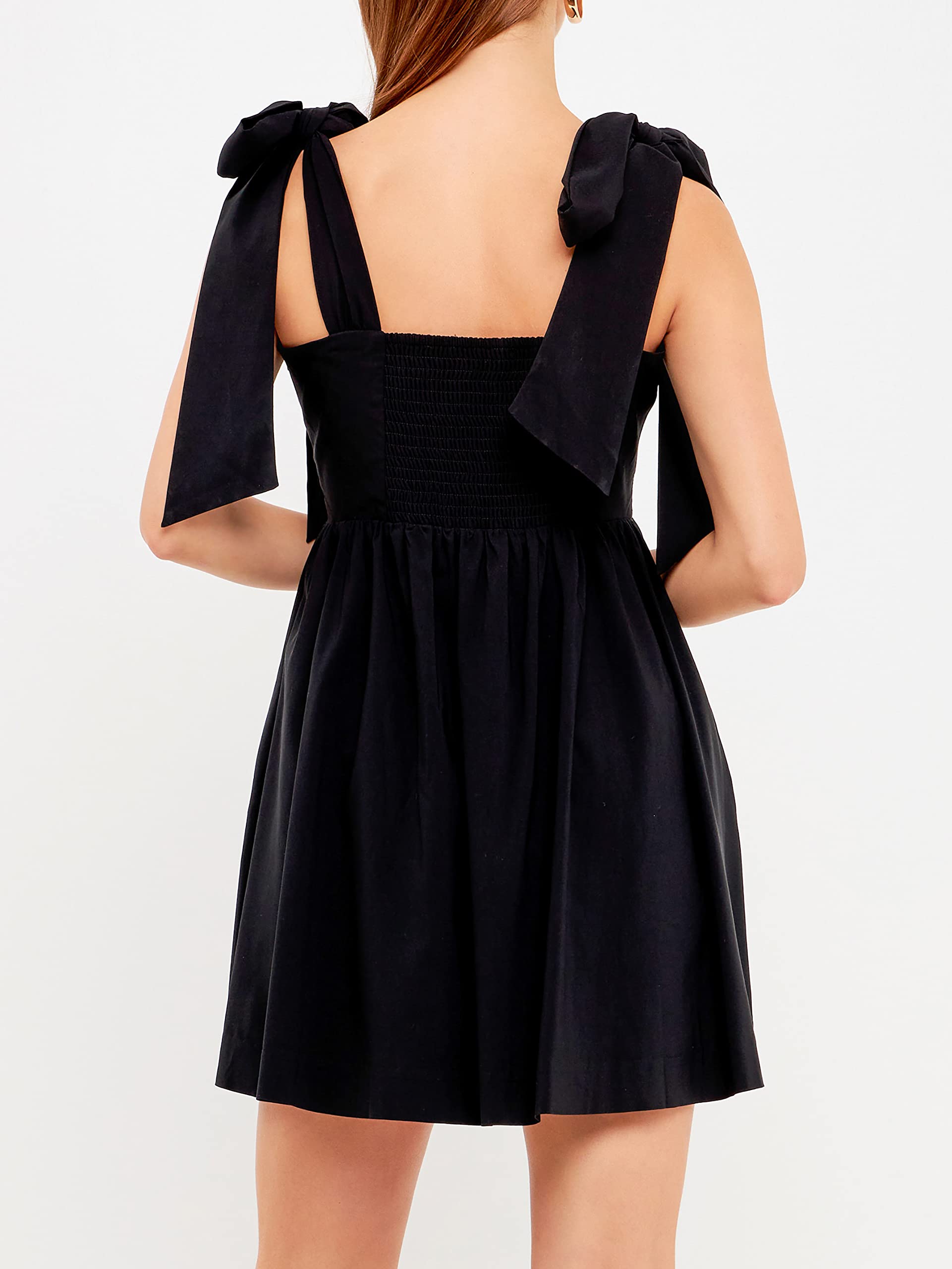 Endless Rose Women's Bowed Square Neckline Baby Doll Mini Dress - Elegant Party & Date Night Outfit for Summer Weddings & Cocktail Events