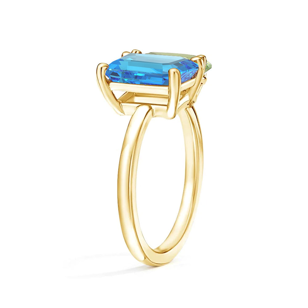 Personalized Toi et Moi Blue Topaz Birthstone Ring for Women - Custom Anniversary Jewelry Gift for Her - Perfect for Valentine's Day, Engagement & Romantic Occasions