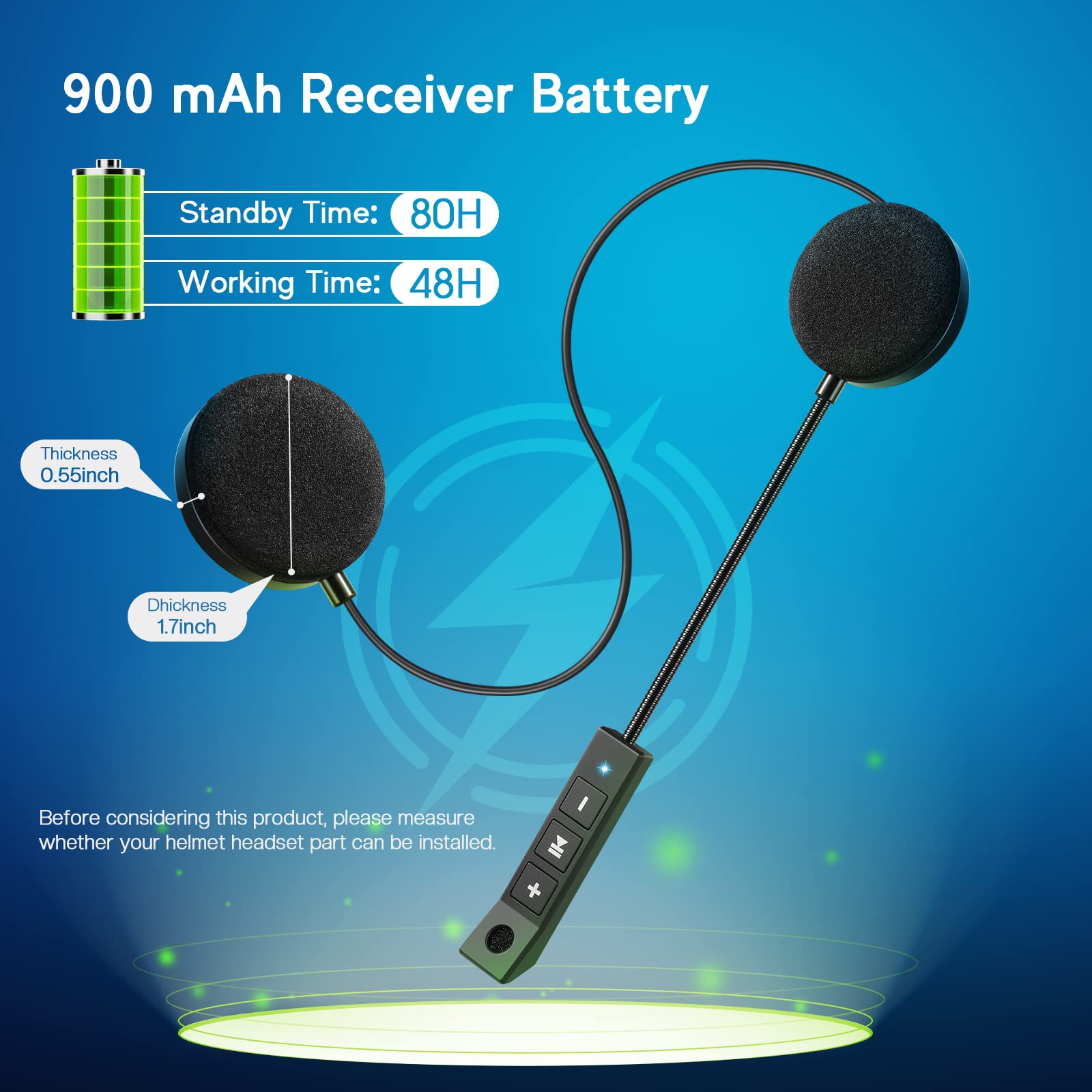 MAXTO Bluetooth Motorcycle Helmet Headset - Wireless 5.3 EDR, Hands-Free Speaker for Outdoor Riding