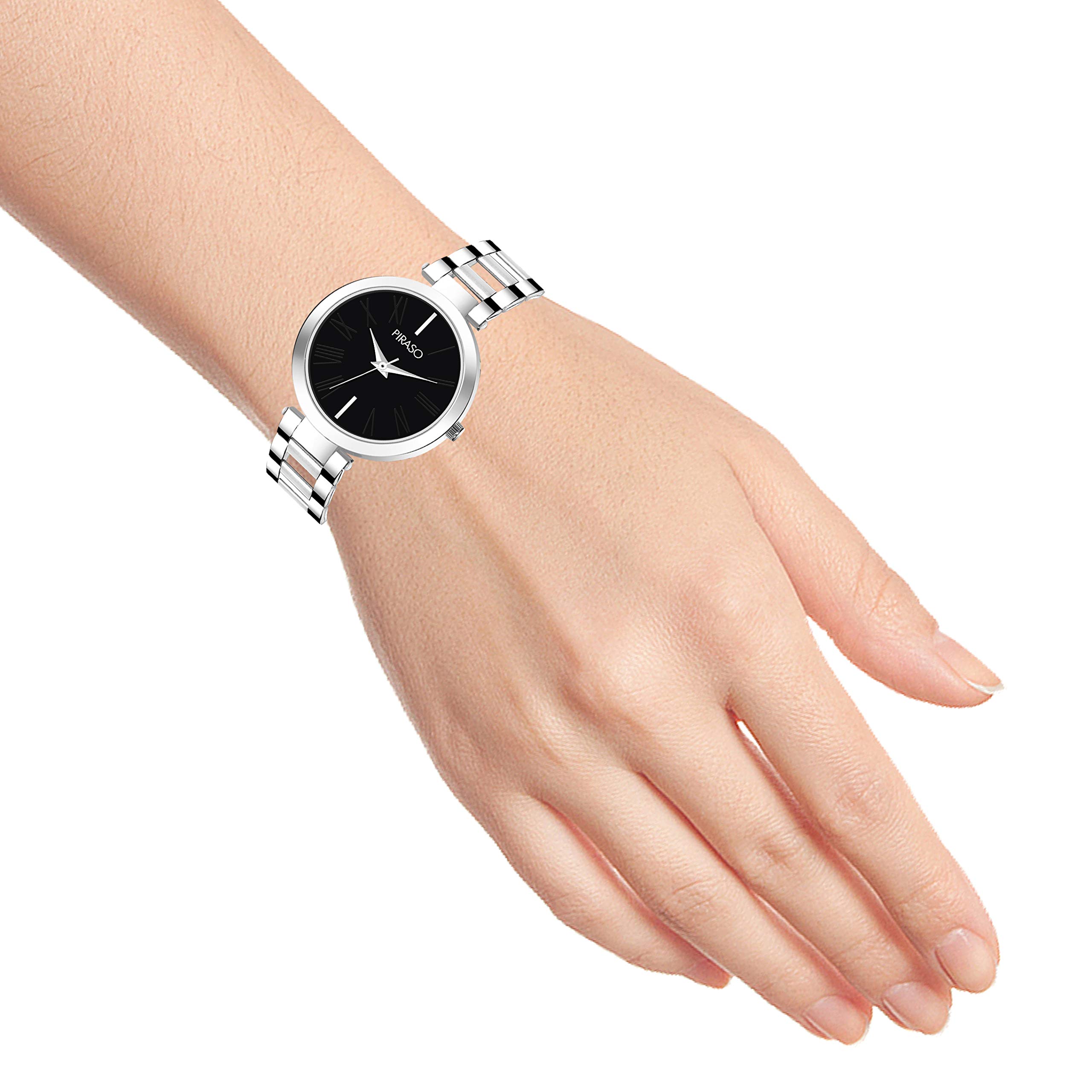 PIRASO Elegant Stainless Steel Chain Watch for Women - Fashionable Ladies Wristwatch with Adjustable Bracelet, Perfect for Daily Wear, Office, Parties & Special Occasions