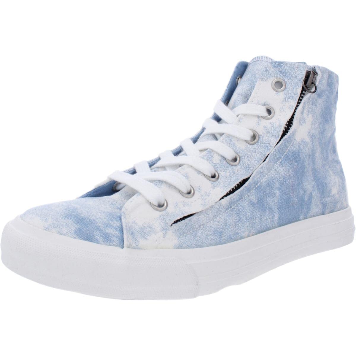 Rossi Women's High Top Canvas Sneakers - Printed Blue Size 7 | Fashionable Casual Shoes for Women, Streetwear, Daily Wear & Outfit Matching