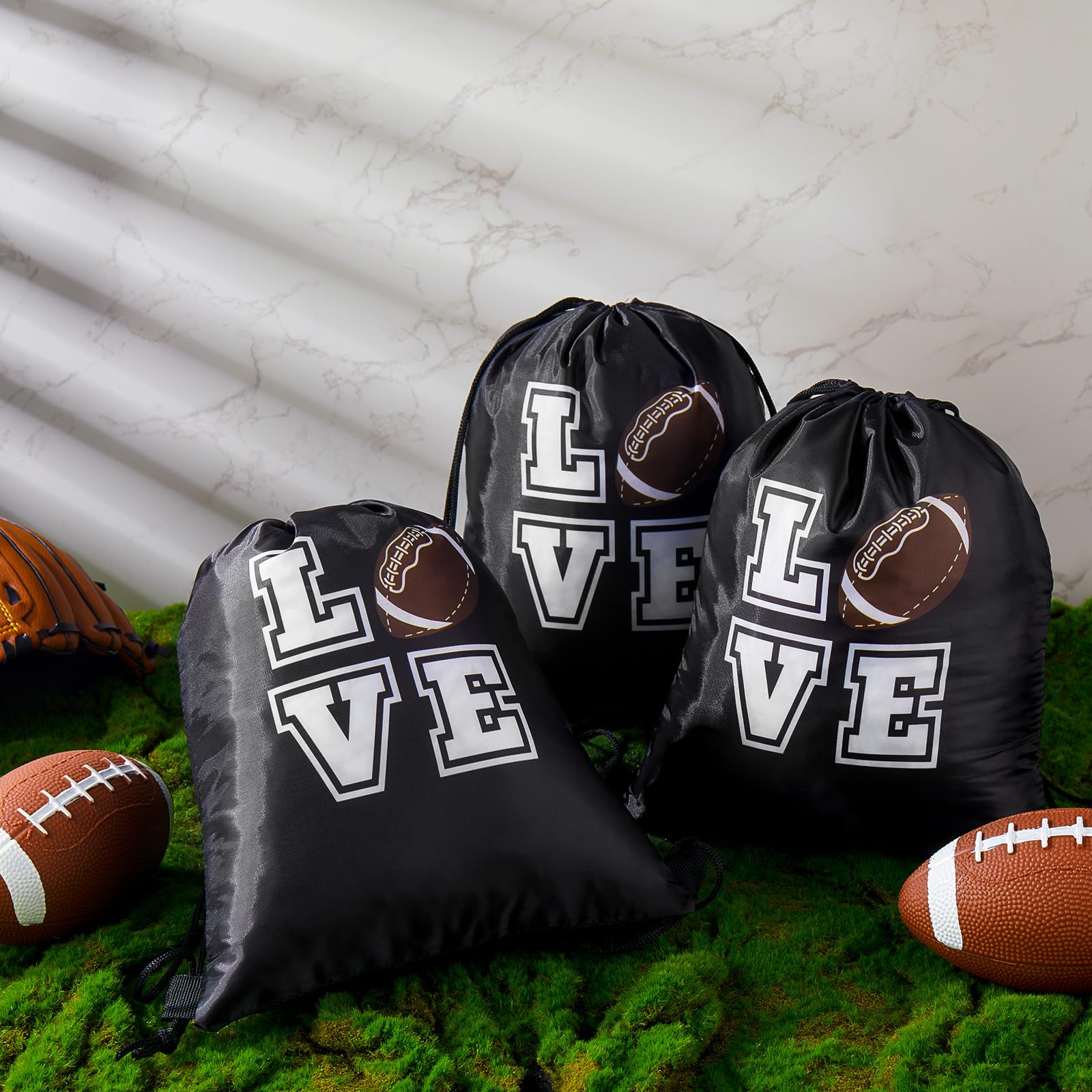 20 Pack Football Drawstring Bags - 10x12 Inch Sports Backpack for Team Gifts, Party Favors & Game Day Essentials - Perfect for Football Players, Coaches & Fans