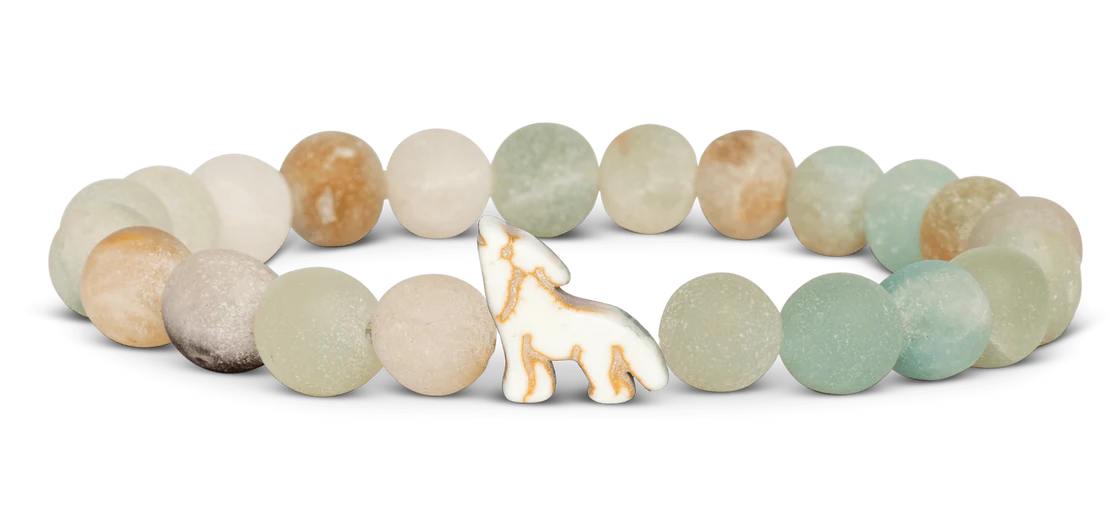 Fahlo Wolf Bracelet with Sky Stone - Adjustable Animal Tracking Jewelry for Wildlife Lovers - Perfect for Outdoor Adventures, Hiking, and Nature Enthusiasts