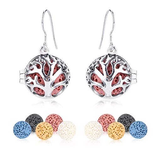 ATTELIA Aromatherapy Lava Stone Essential Oil Diffuser Drop Earrings for Women - 2 Sets of 5 Lava Rock Beads Included | Stress Relief & Relaxation Jewelry for Yoga, Meditation & Daily Wear