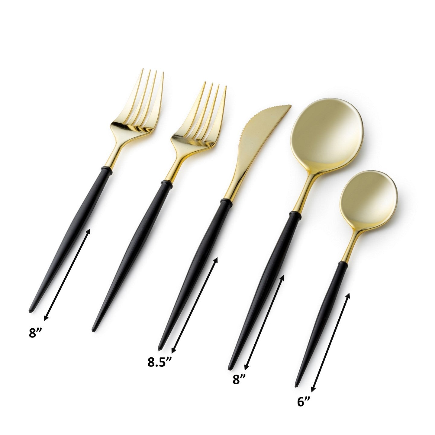 Premium 40-Piece Gold and Black Flatware Set - Elegant Dinnerware for 8 - Perfect for Formal Dining, Weddings & Special Occasions