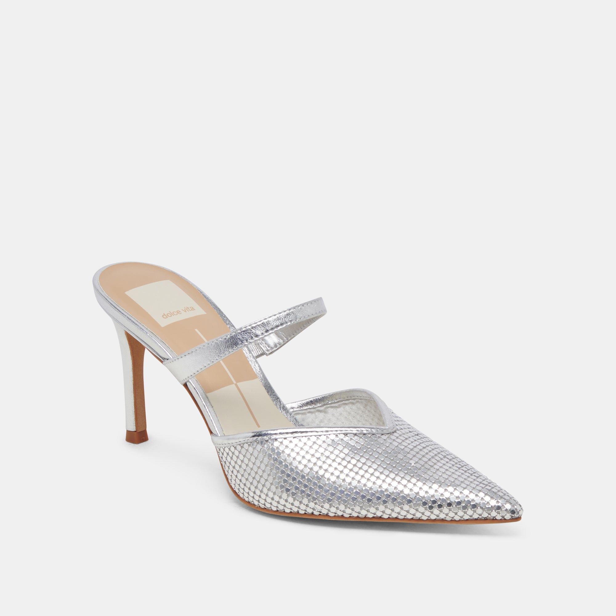 KANIKA Women's Silver Metallic Mesh High Heels - Elegant Party & Evening Dress Shoes for Weddings, Prom, and Special Occasions