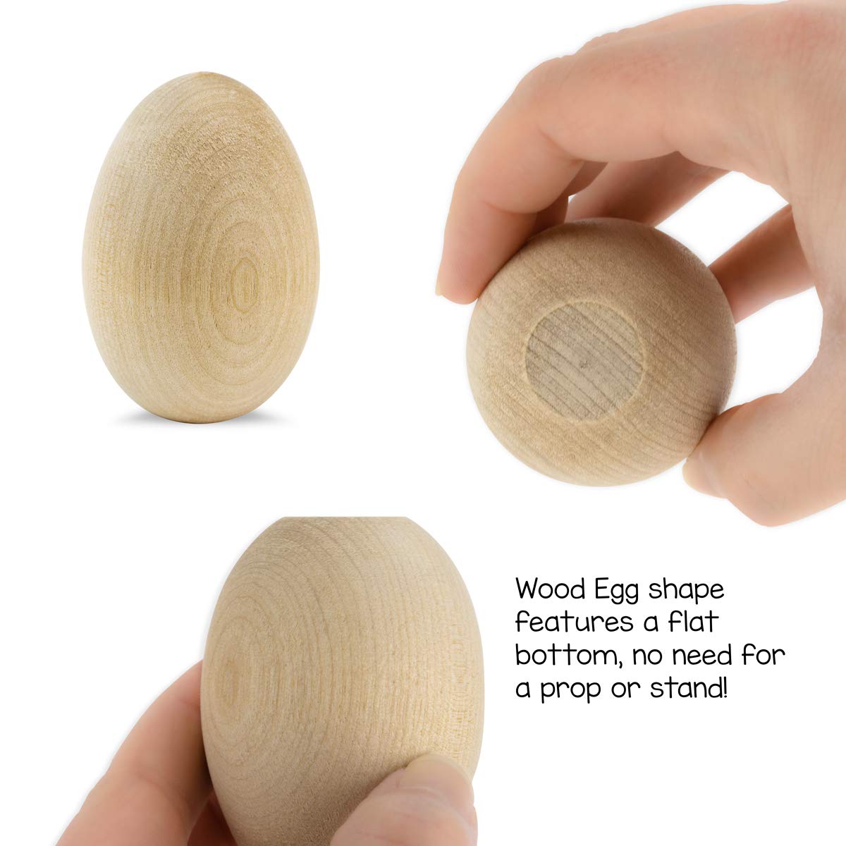 Natural Wooden Eggs for Easter Crafts - Unpainted Wood Eggs 1.75