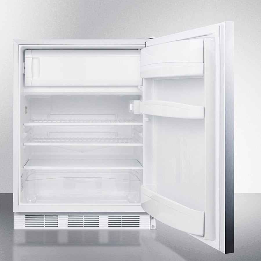 Accucold 24 Inch ADA Compliant Built-In Refrigerator Freezer with Glass Door - CT66LWBISSHHADA for Restaurants, Cafes, and Commercial Kitchens