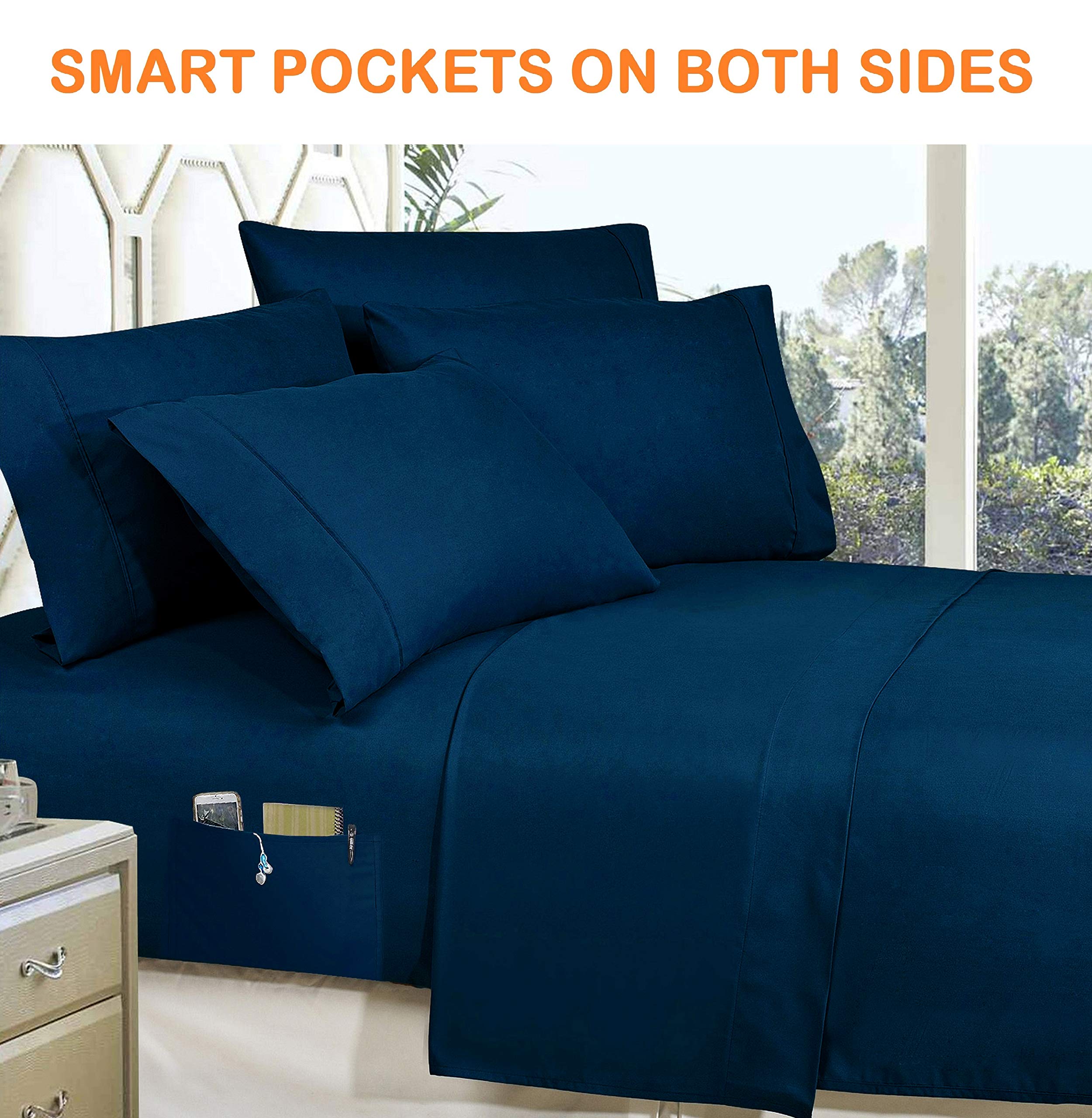 Luxurious 10-Piece Bed in a Bag Comforter Set - Softest & Coziest King/Cal King Size, Includes Bed Sheets & Multi-Ruffle Design in Navy Blue | Perfect for Master Bedroom, Guest Room & Cozy Home Decor