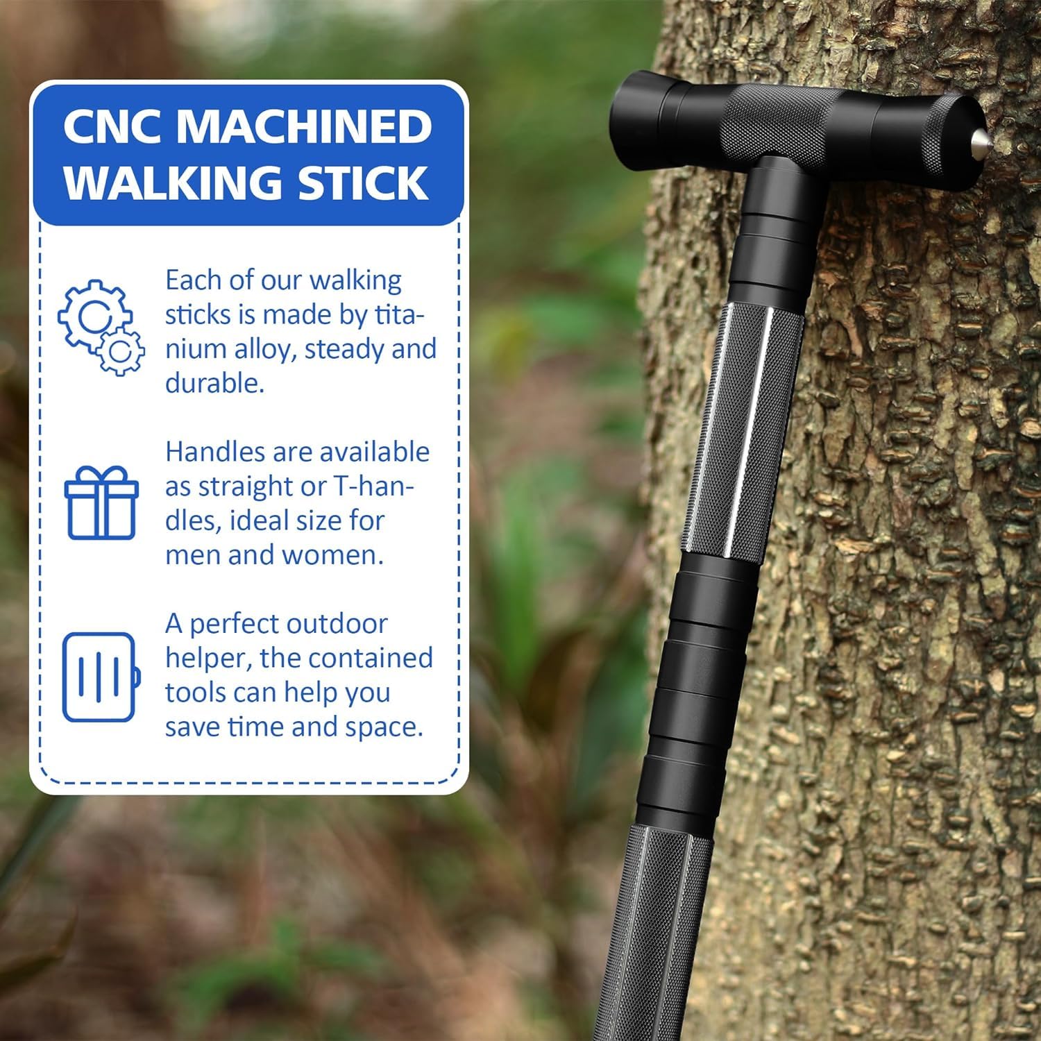 aiGear Tactical Hiking Staff - Adjustable Trekking Pole for Hiking, Camping & Survival | Lightweight Walking Stick for Outdoor Adventures, Mountain Climbing & Backpacking