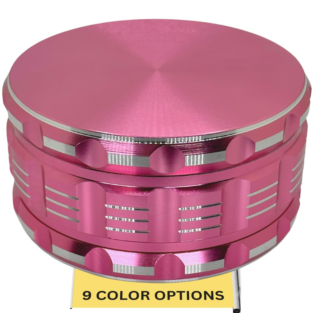 4 Inch Aluminum Alloy Herb Grinder - 3 Layer Spice Crusher with Pollen Catcher, Portable Pink Grinder for Kitchen & Travel - Perfect for Grinding Herbs, Spices, and Tobacco at Home or On The Go