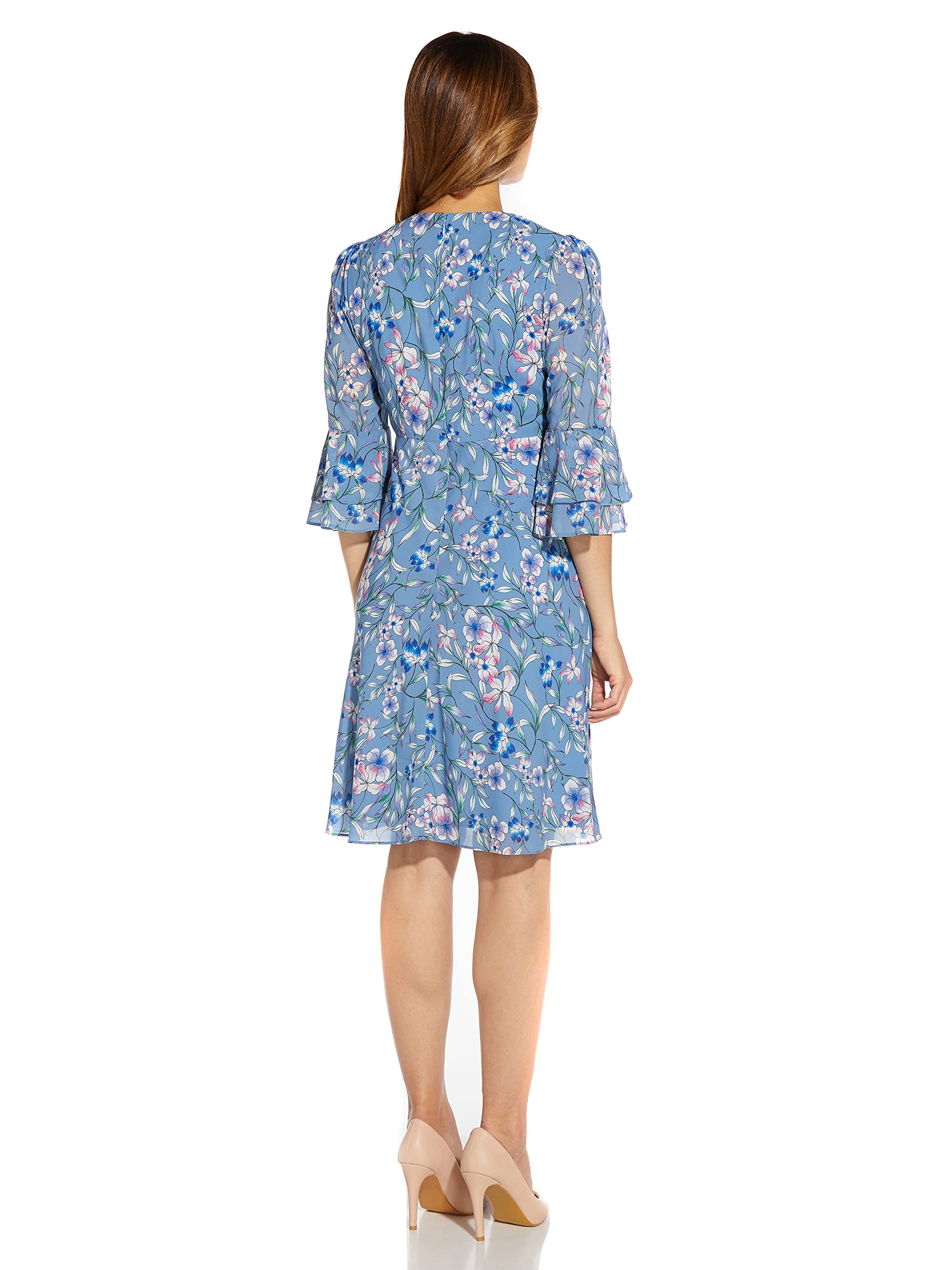 Adrianna Papell Women's Floral Print Bias Cut Midi Dress for Cocktail Parties & Summer Weddings