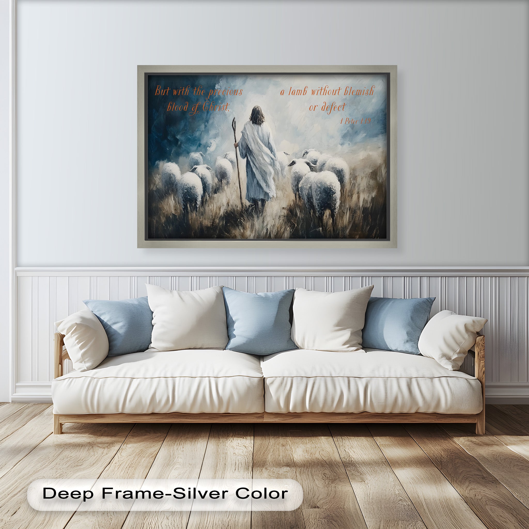 1 Peter 1:19 - The Lamb of God Bible Verse Oil Painting - Religious Wall Art for Home, Church & Office Decor