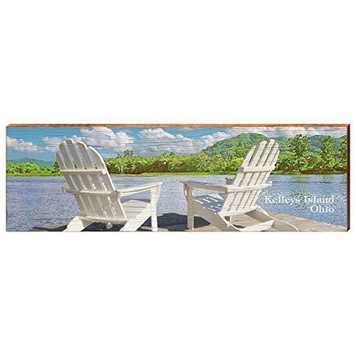 Kelleys Island Ohio Lake Chairs Home Decor Art Print on Real Wood (9.5
