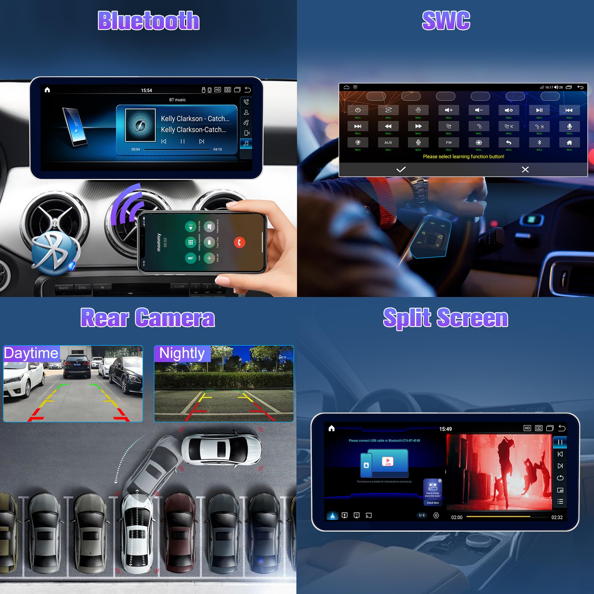 64GB Android Car Stereo with Bluetooth, AM/FM, Wireless CarPlay for Mercedes Benz A/G Class 2013-2015 | 12.3