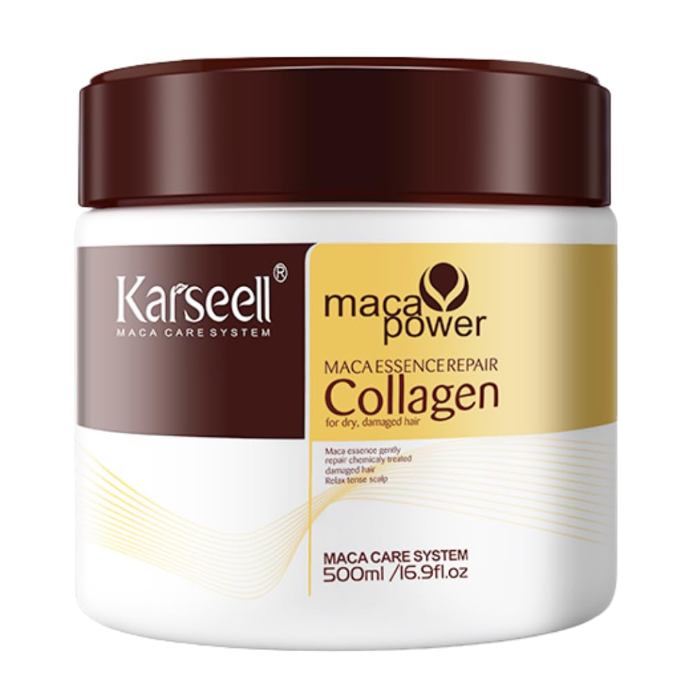 Karseell Collagen Hair Treatment Mask - Deep Repair Conditioning with Argan Oil for All Hair Types (16.9 oz) | Hydrating Hair Essence for Damaged, Dry & Frizzy Hair - Perfect for Salon-Quality Treatment at Home