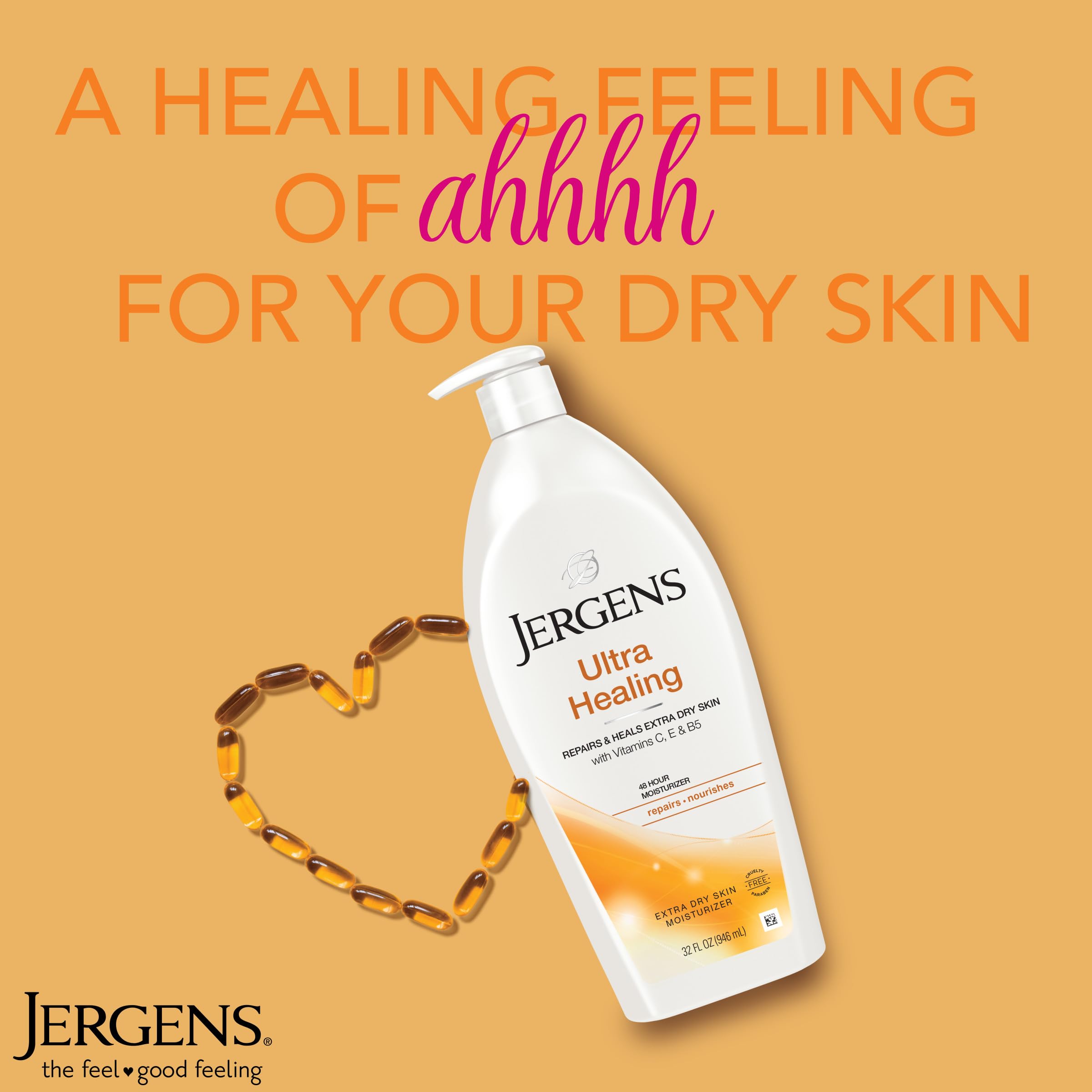 Jergens Original Scent Dry Skin Lotion - Long Lasting Hydration & Ultra Healing Moisturizer for Body and Hands | Best for Winter Care, Daily Skin Repair & Cracked Heel Treatment