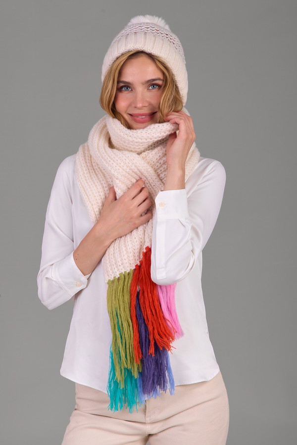 Rainbow Tassel Knitted Scarf - Soft Chunky Winter Wrap for Women & Teens - Perfect for Cold Weather, Fashion Accessories & Gift Giving
