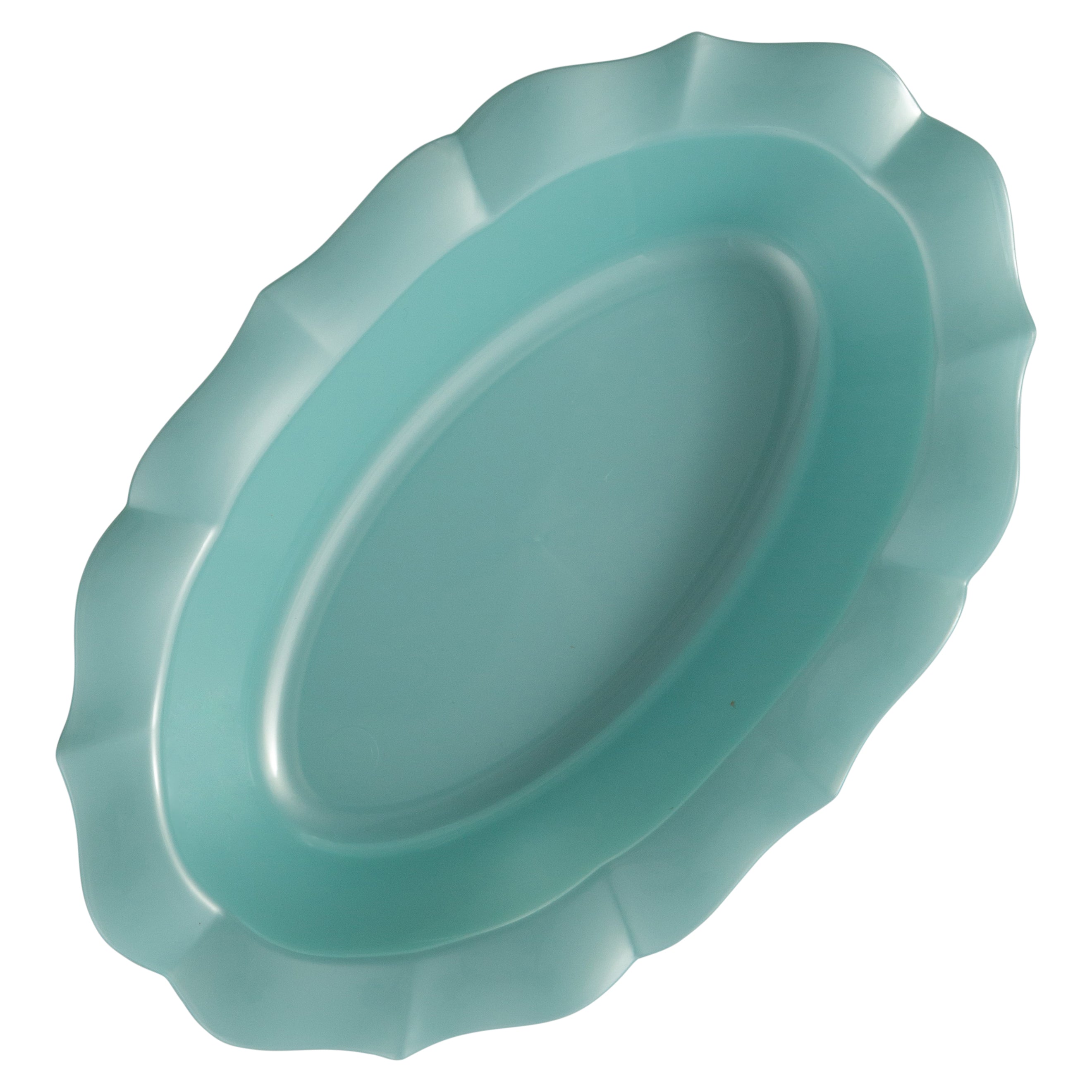12-Pack Turquoise Round Plastic Plates with Scalloped Edges - Durable Melamine Dinner Plates for Parties, Picnics & Outdoor Dining - BPA-Free Dishware Set for Home, Restaurants & Catering Events