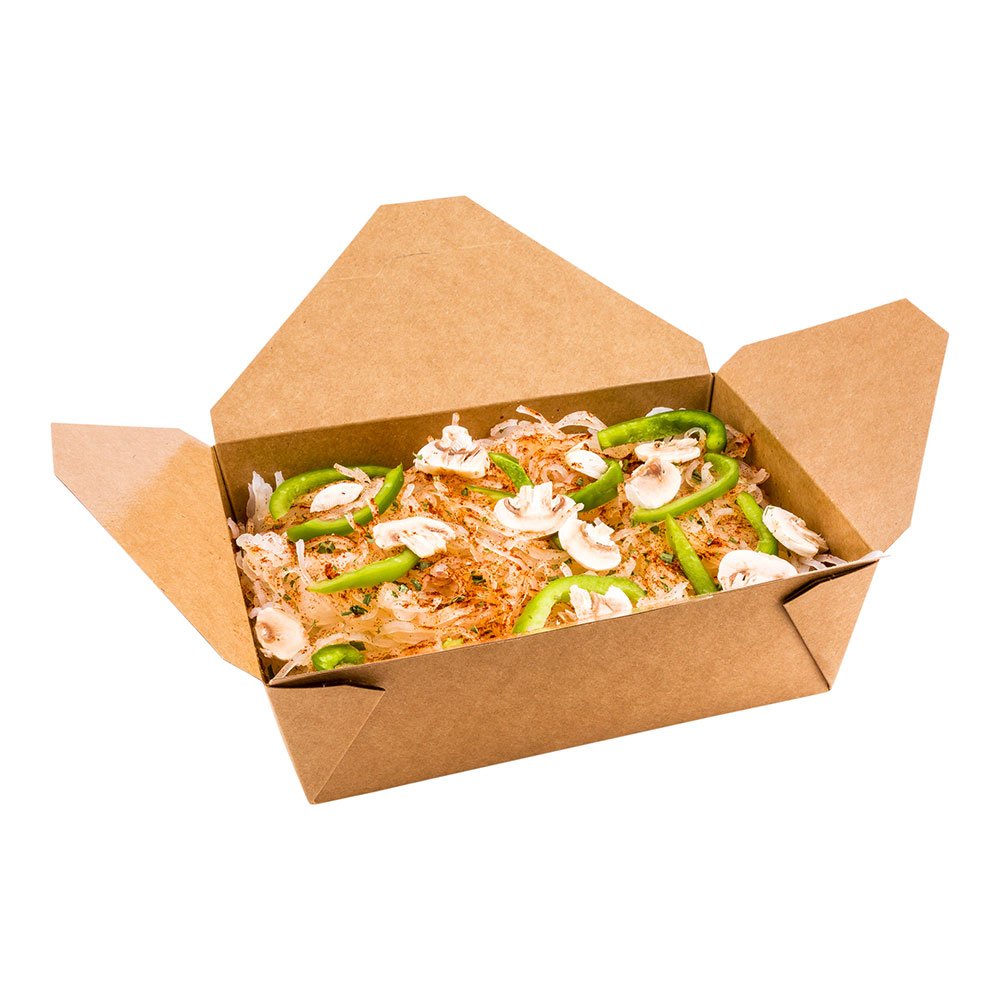 Restaurantware Bio Tek 71oz Eco-Friendly Kraft Paper Takeout Containers - 200 Pack Greaseproof Microwave-Safe Food Boxes with Tab Lock for Hot & Cold Meals | Perfect for Restaurants, Catering & Food Delivery Services