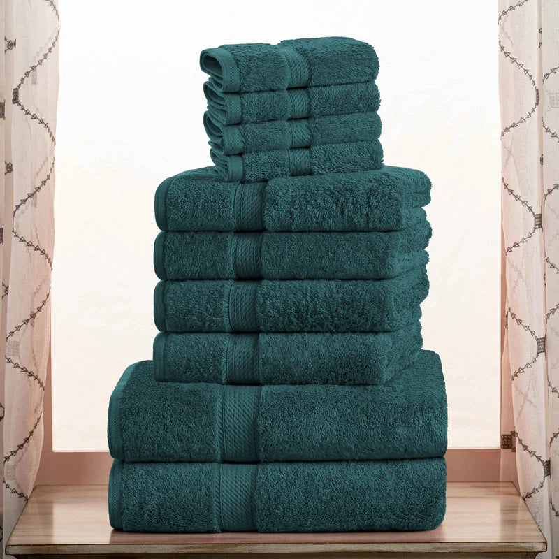 Premium Egyptian Cotton 10-Piece Towel Set - Ultra Soft, Heavyweight & Plush for Bath, Spa & Luxury Home Use