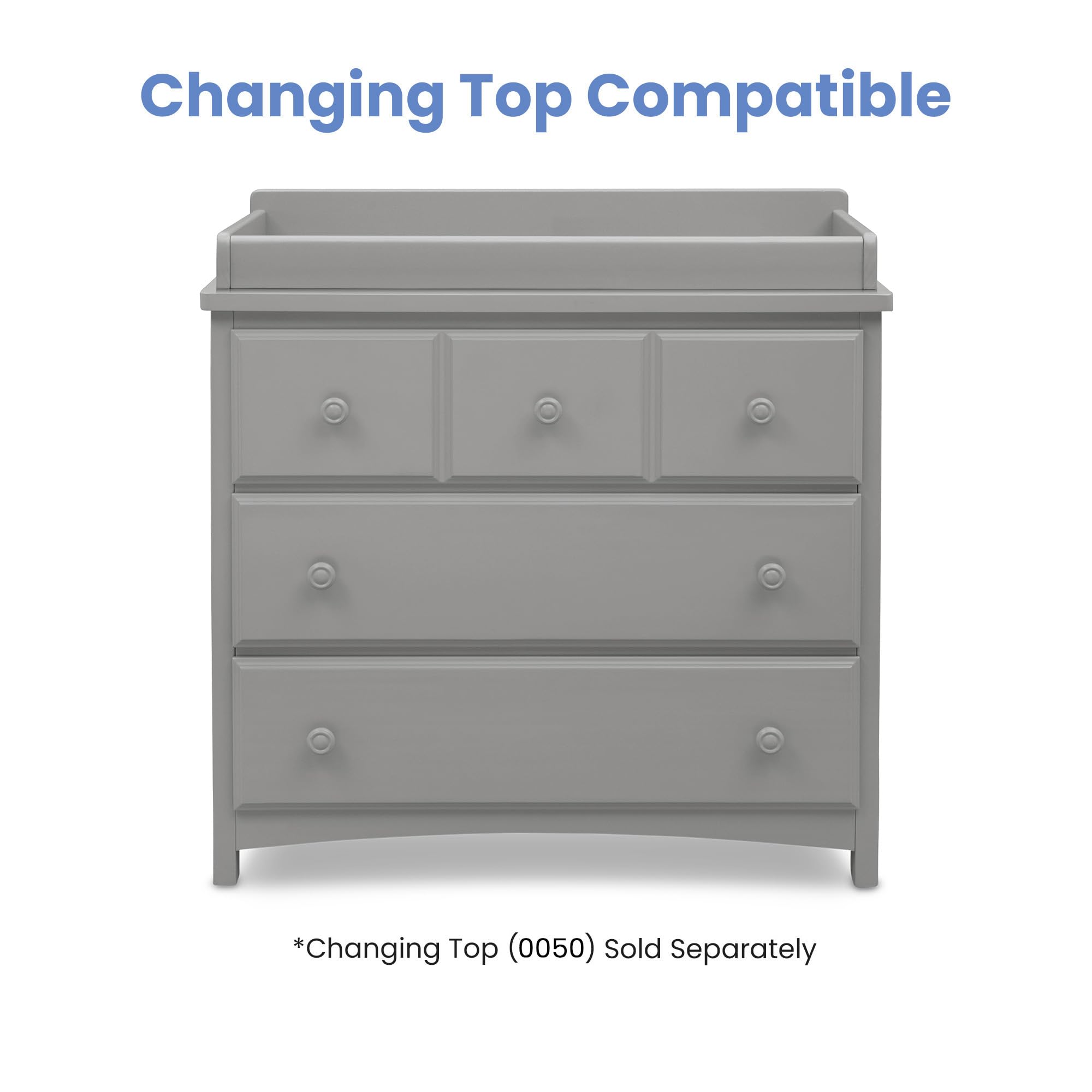 Delta Children 3-Drawer Dresser with Interlocking Drawers - Sturdy Nursery Furniture for Baby Clothes Storage, Grey - Perfect for Kids' Bedroom Organization & Nursery Decor