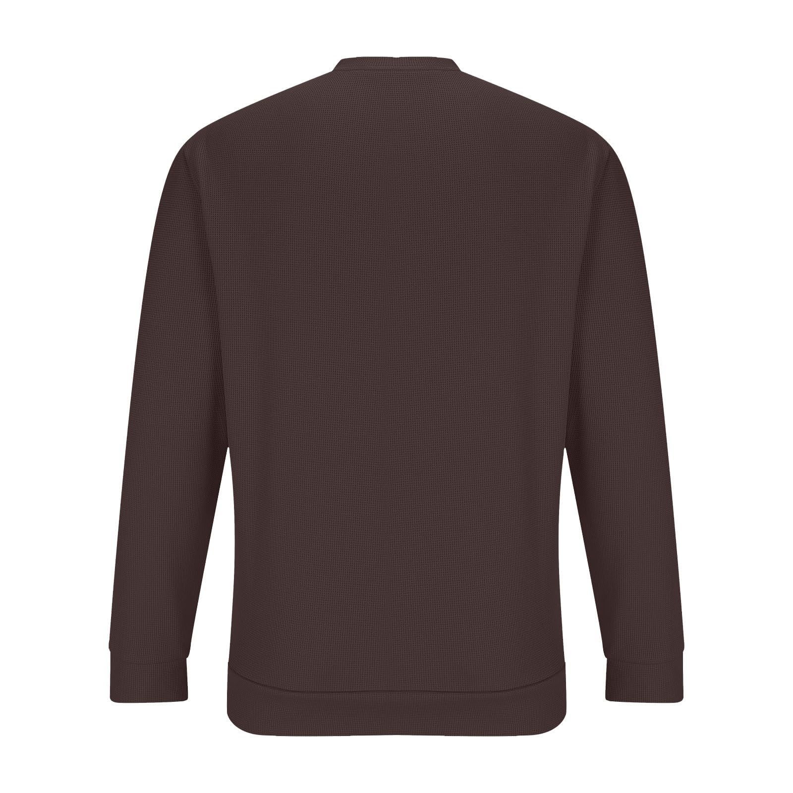 Men's Waffle Long Sleeve Henley Shirt - Button Up Casual Crew Neck Pullover Top for Work & Everyday Wear | Comfortable Fashion Shirt for Fall & Winter Outfits