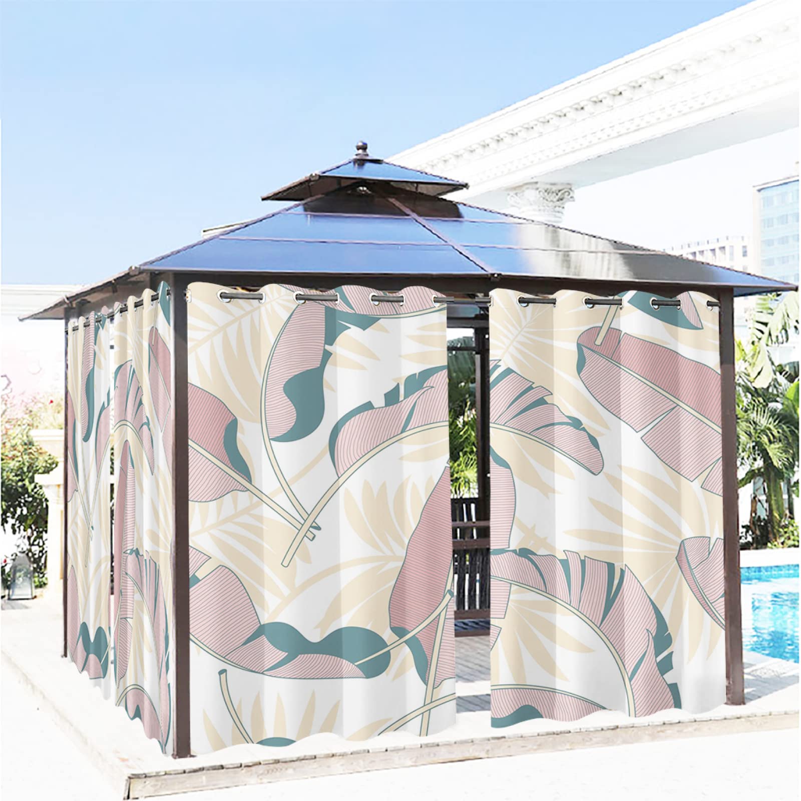 White Weather-Resistant Gazebo Curtains 52