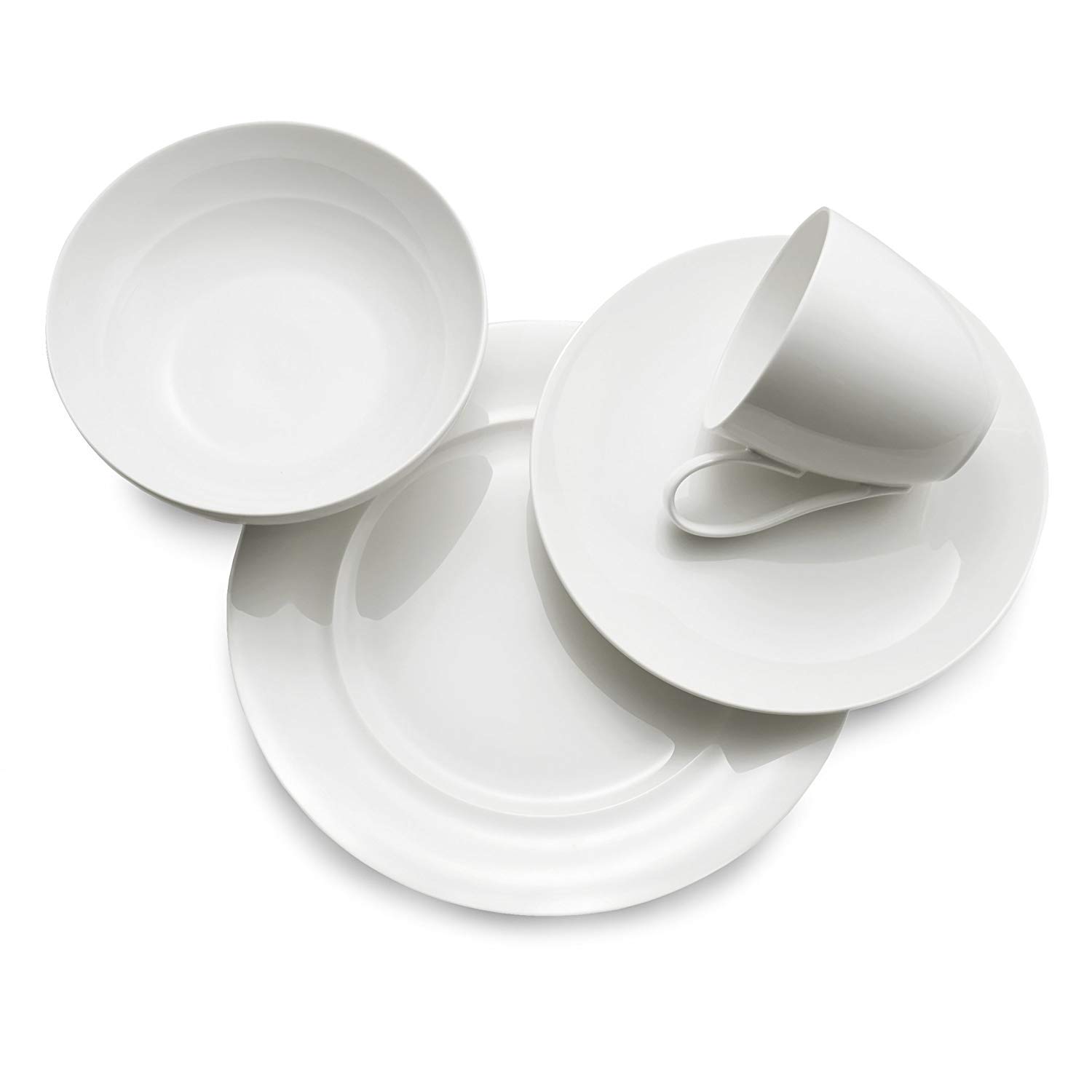 Nambé 4-Piece White Dinnerware Set - Modern Tableware for Everyday Dining & Special Occasions | Elegant Place Settings for Restaurants, Weddings & Home Entertaining