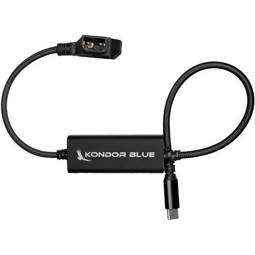 Kondor Blue D-Tap to USB-C Power Delivery Cable (16-Inch, Raven Black) - Charge Mirrorless Cameras On-The-Go for Vlogging & Photography