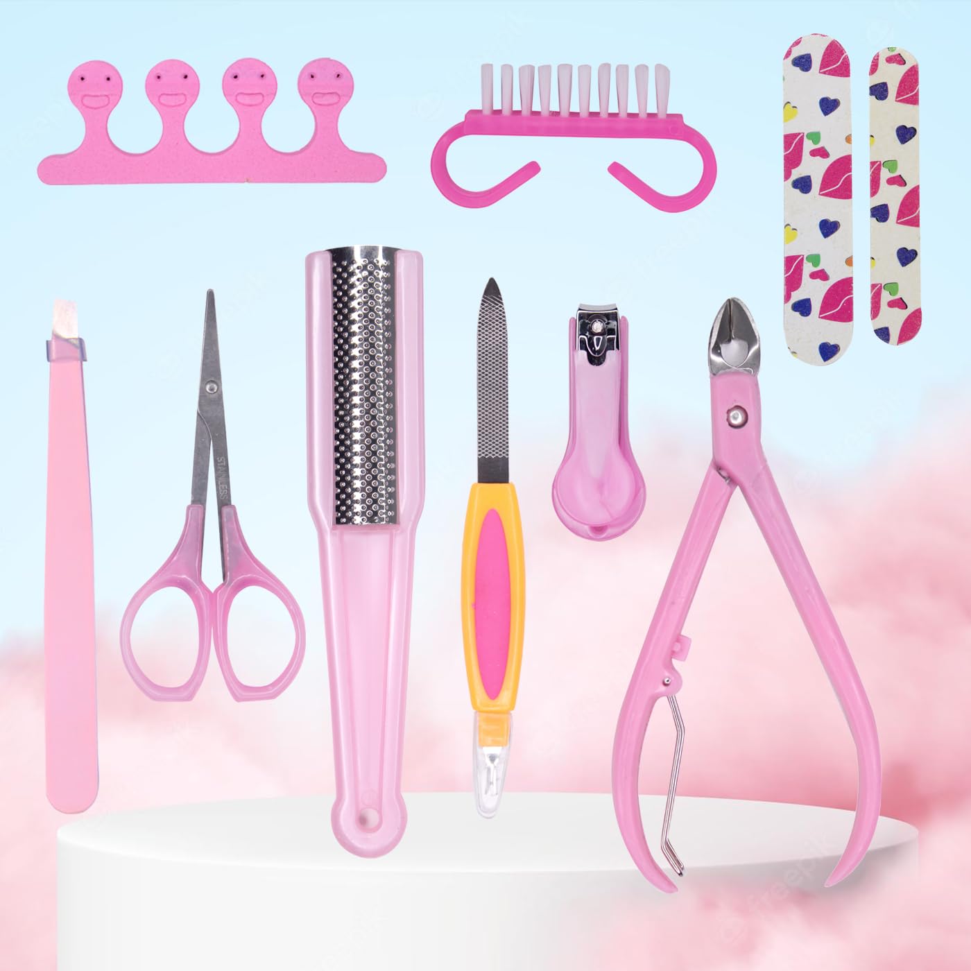 Professional KYNA Manicure Tool Kit - 10-Piece Callus Remover & Dead Skin Removal Set for Women - Perfect for Home Pedicures, Nail Care & Foot Spa Treatments