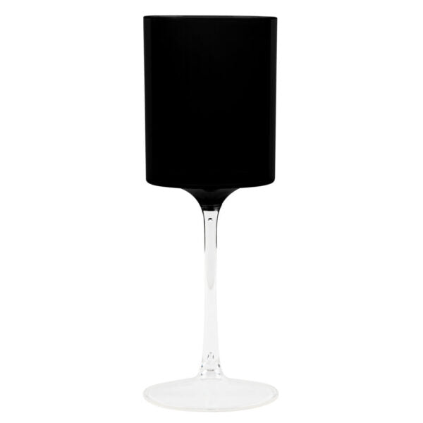 Premium 9 Oz Two-Tone Black & Clear Plastic Wine Goblets - Set of 5 - Shatterproof & Elegant for Outdoor Parties, Weddings, and Picnics