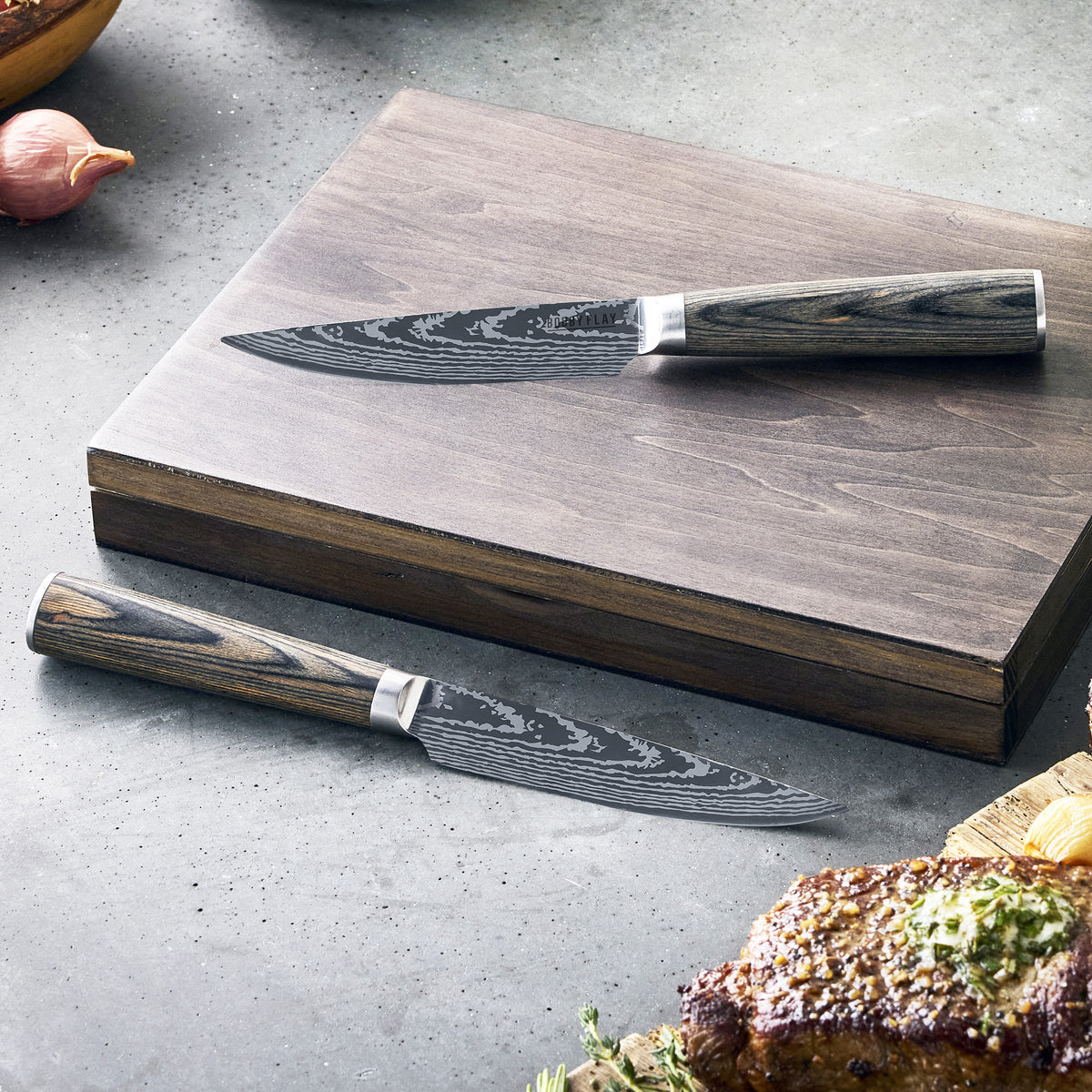 Bobby Flay by GreenPan Stainless Steel 6-Piece Steak Knife Set - Premium Sharp Cutlery for Steak, Meat & BBQ - Perfect for Dining, Gifts & Kitchen Essentials