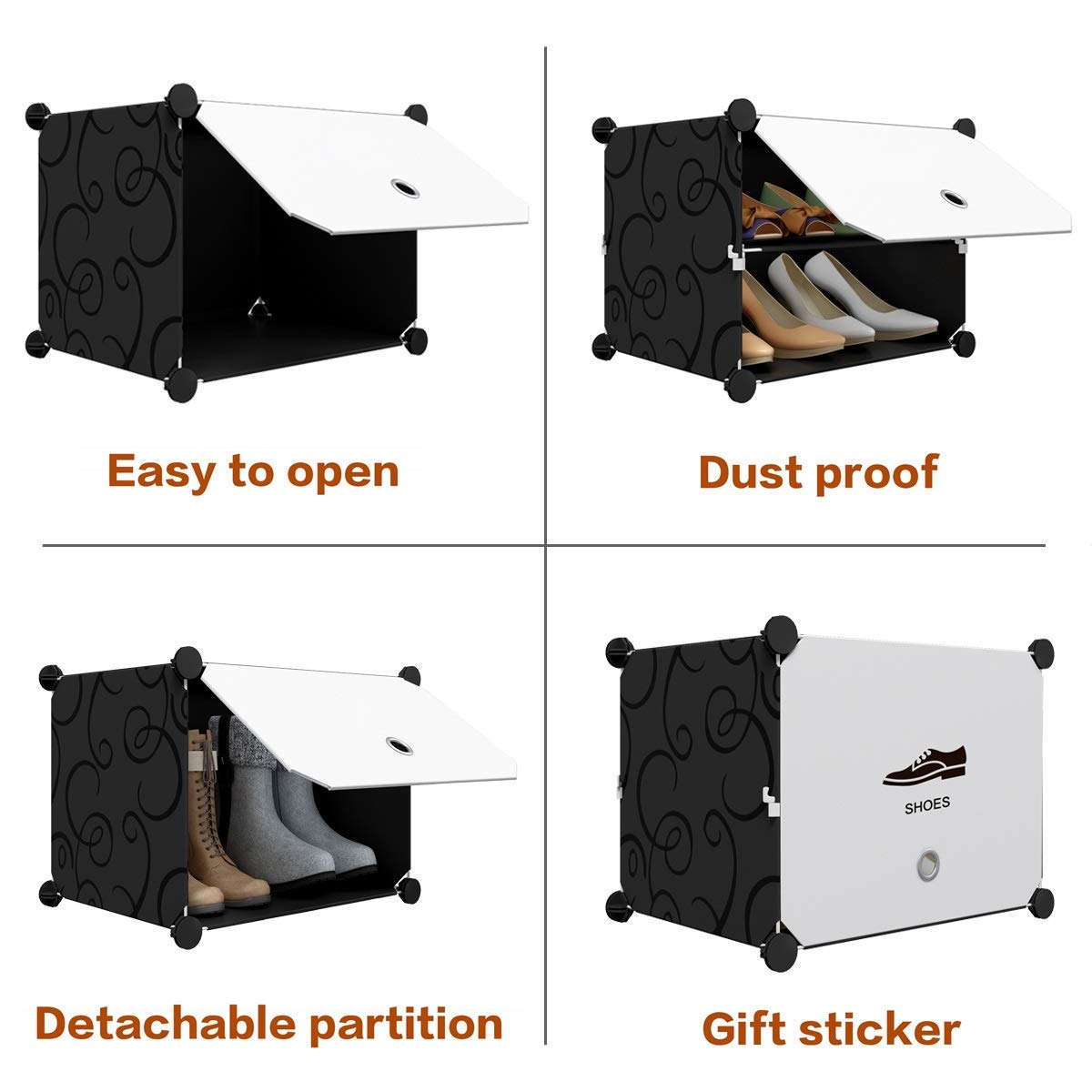 KOUSI Portable Shoe Rack Organizer - 144 Pairs Expandable Tower Shelf Storage Cabinet Stand for Heels, Boots & Slippers | Space-Saving Closet & Entryway Organization Solution (Black)