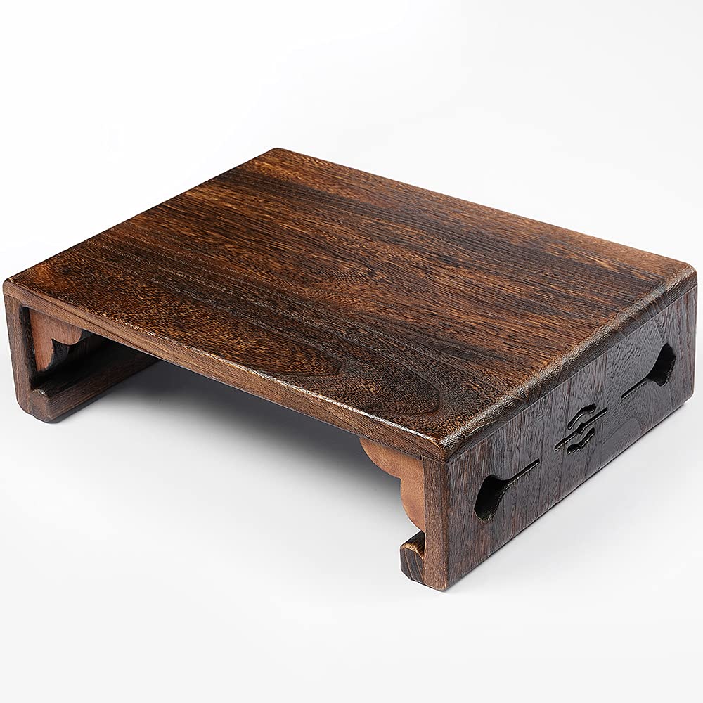 **Low Wood Stool - Rectangular Bed Step Stool with Large Surface | Step Ladder for Kitchen & Bathroom | Foot Rest Stool for Under Desk | Portable Bed Table for Laptop & Tea - Perfect for Home, Office & Relaxation**
