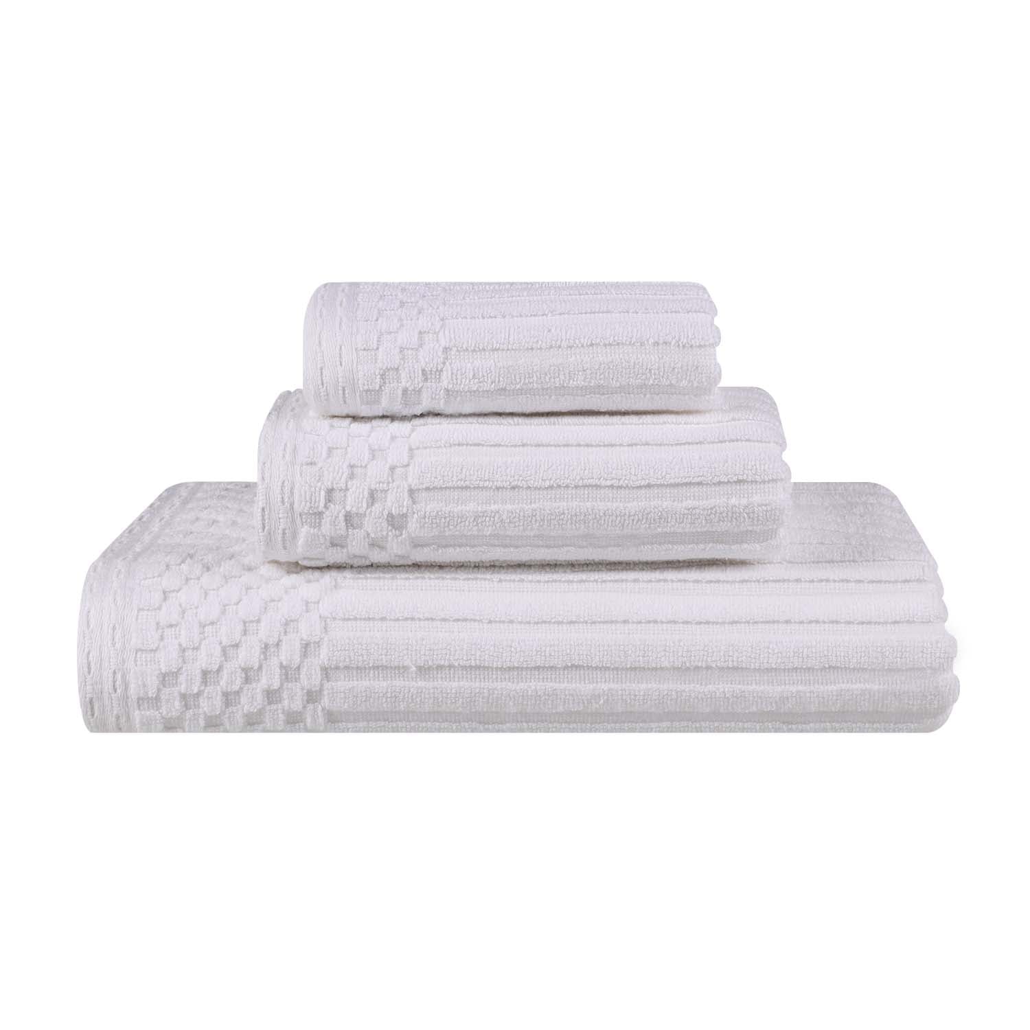 Premium Soho Ribbed Textured Cotton Bath Towel Set - Ultra Absorbent 3-Piece Towel Collection for Spa, Bathroom & Guest Use | Soft Luxury Towels for Home & Hotel