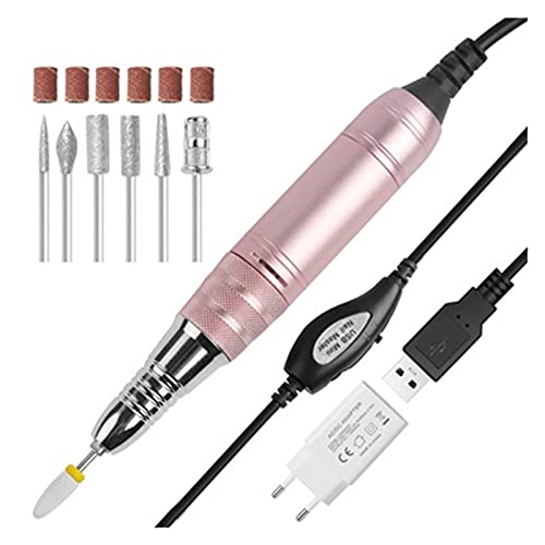 Professional 25000 RPM Electric Nail Drill Machine - Portable USB Rechargeable Manicure Pen for Acrylic & Gel Nails, Nail Art Filing & Shaping (Pink) | Perfect for Home Salon, Nail Techs & DIY Nail Care