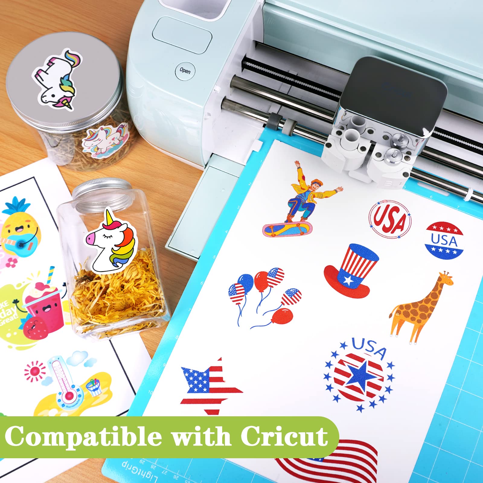 Printable Vinyl Sticker Paper - 100 Glossy & 100 Matte White Sheets (8.5x11 Inches) for Inkjet Printers - DIY Labels, Decals, Crafts & Scrapbooking