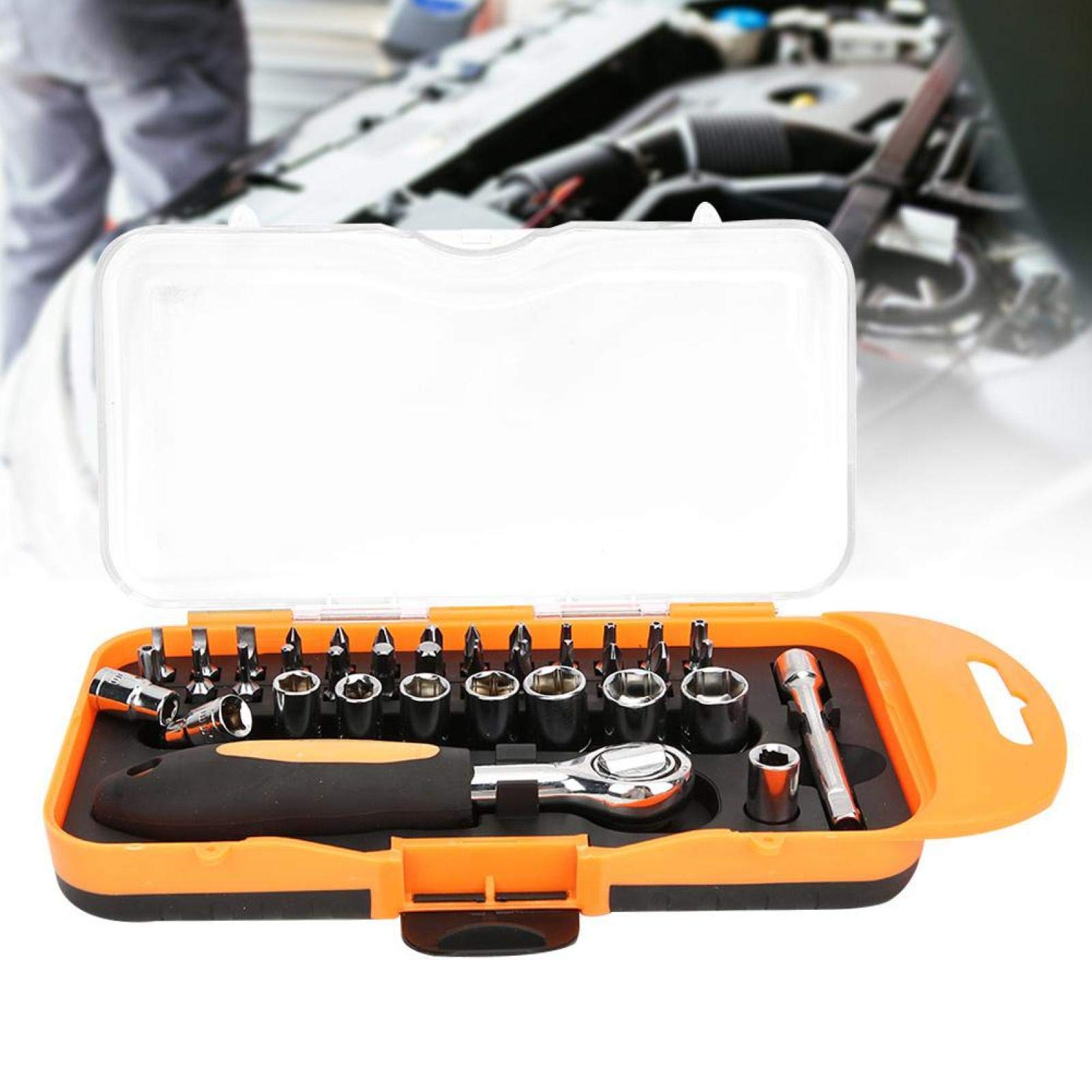 38Pcs Ratchet Screwdriver Set with High Accuracy Chrome-Vanadium Steel Bits - Professional Socket Wrench Hand Tool for Home Repair, Automotive, and DIY Projects