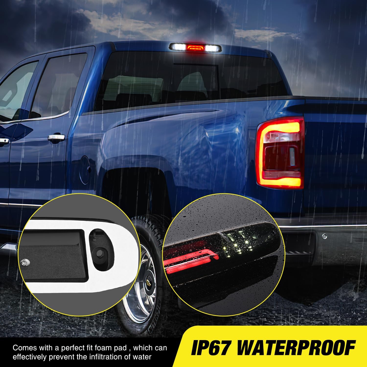2007-2013 Chevy Silverado & GMC Sierra 1500/2500/3500HD LED Third Brake Light Replacement - High Visibility Safety Upgrade for Pickup Trucks - Perfect for Night Driving & Towing