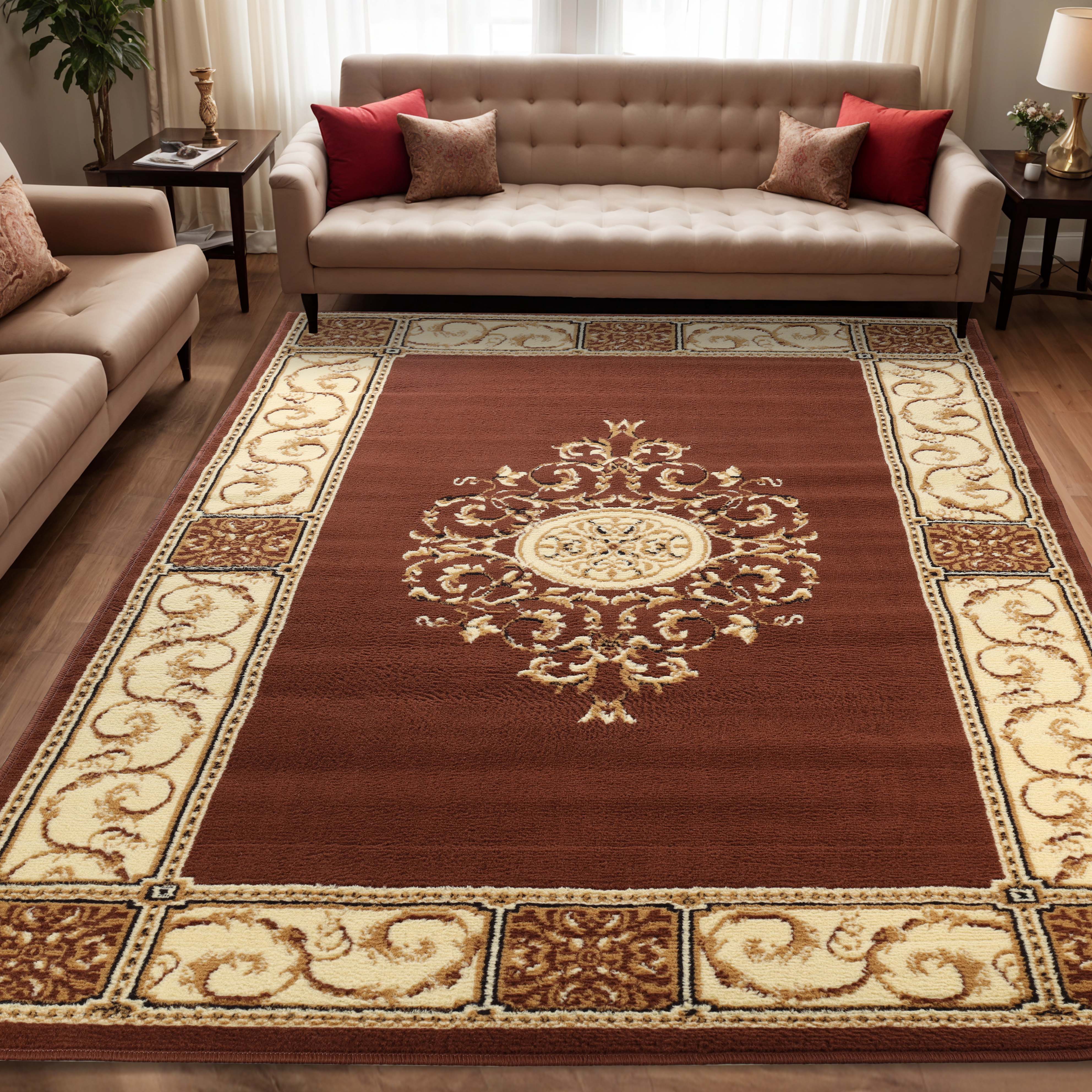 Large Medallion Modern Bohemian Indoor Area Rug or Runner - Perfect for Living Room, Bedroom & Boho Home Decor