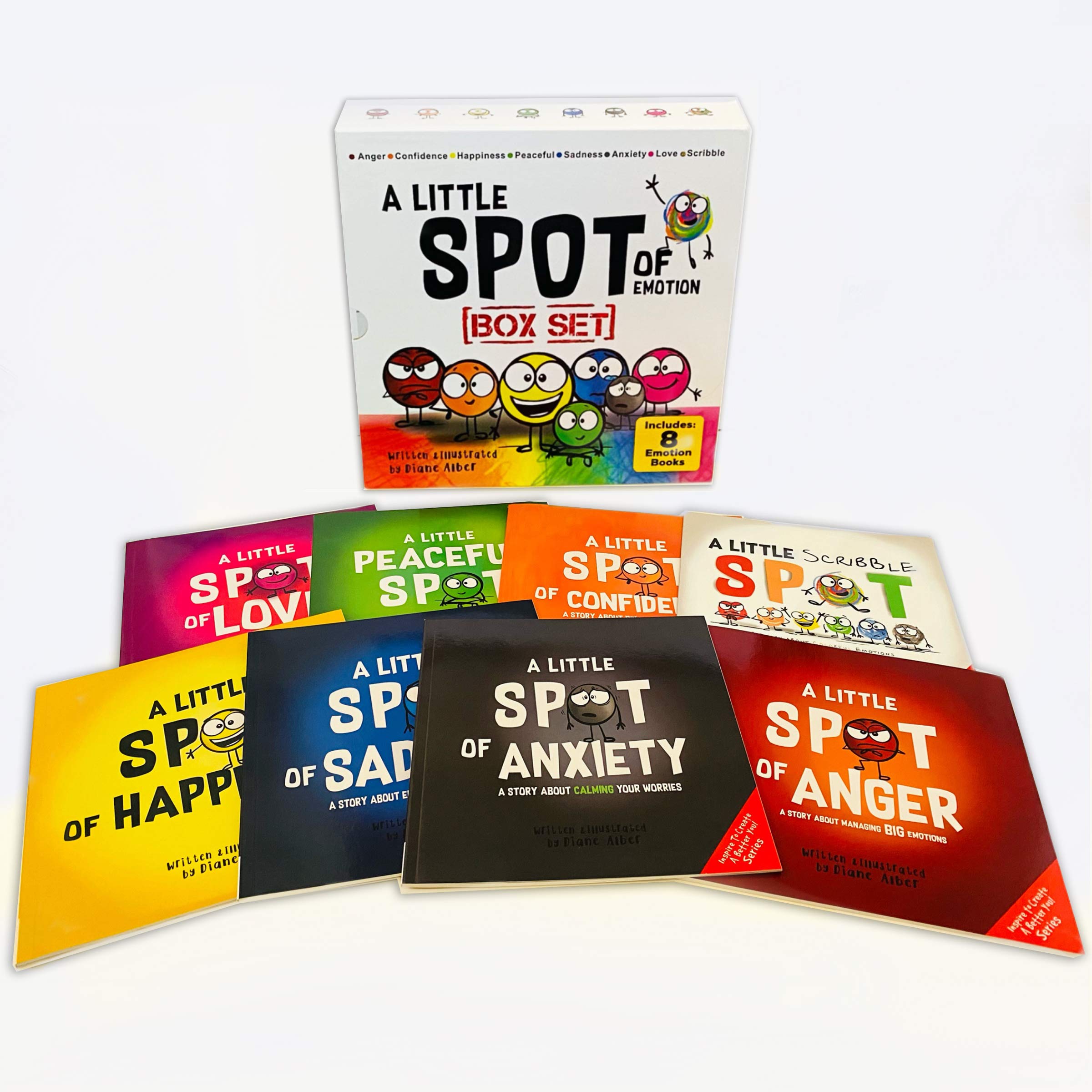A Little SPOT of Emotion 8 Book Box Set - Kids Emotional Learning Books (Anger, Anxiety, Peace, Happiness, Sadness, Confidence, Love & Scribble Emotion) | Perfect for Classroom, Homeschooling & Parenting